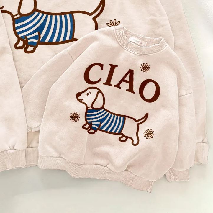 CIAO Mama and Me Stripe Dachshund Sweatshirt
