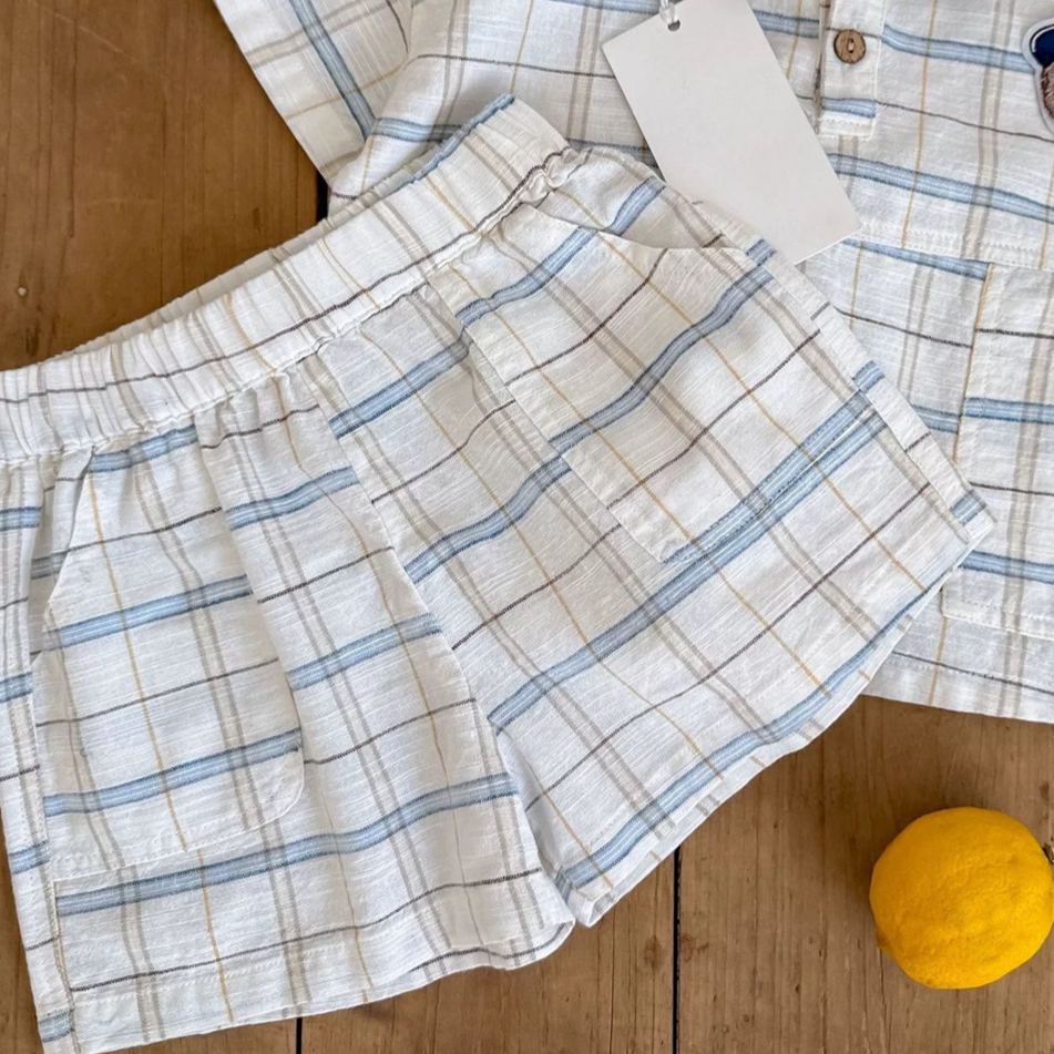 Baby Toddler Bear Plaid Lapel Sets