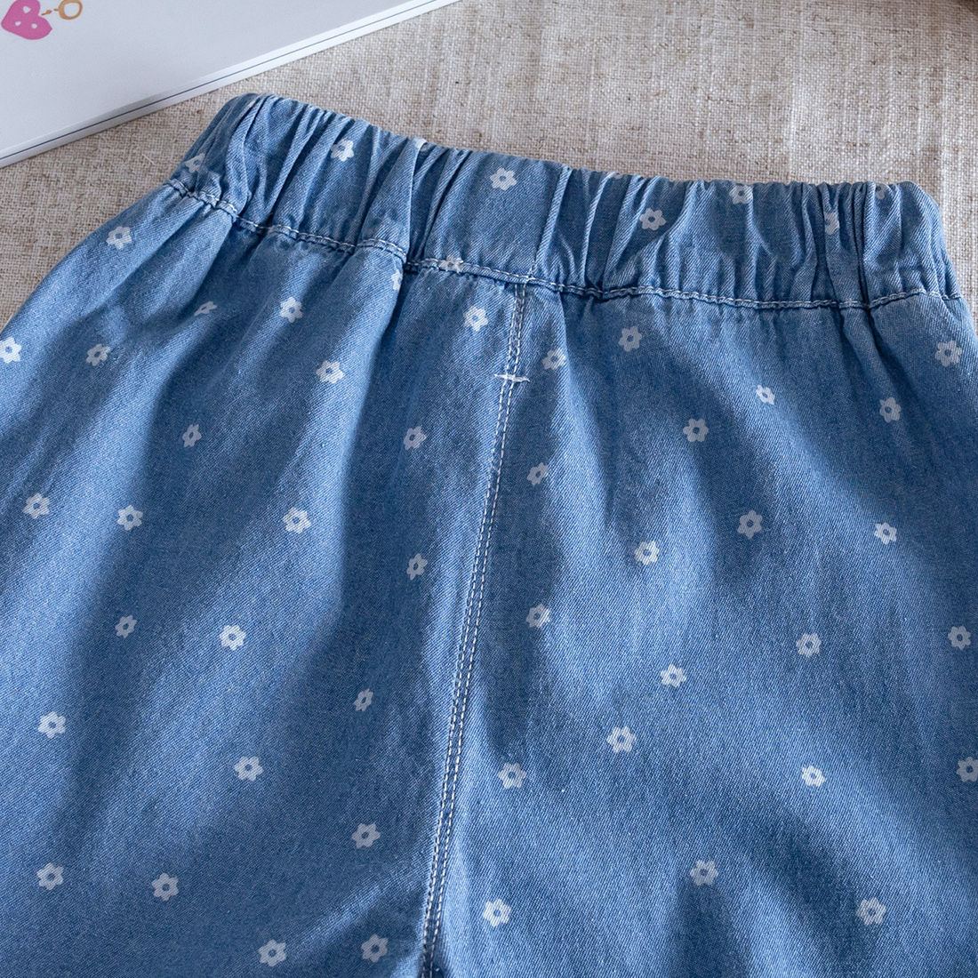 Toddler Girl Blue Floral Vest and Pants Set