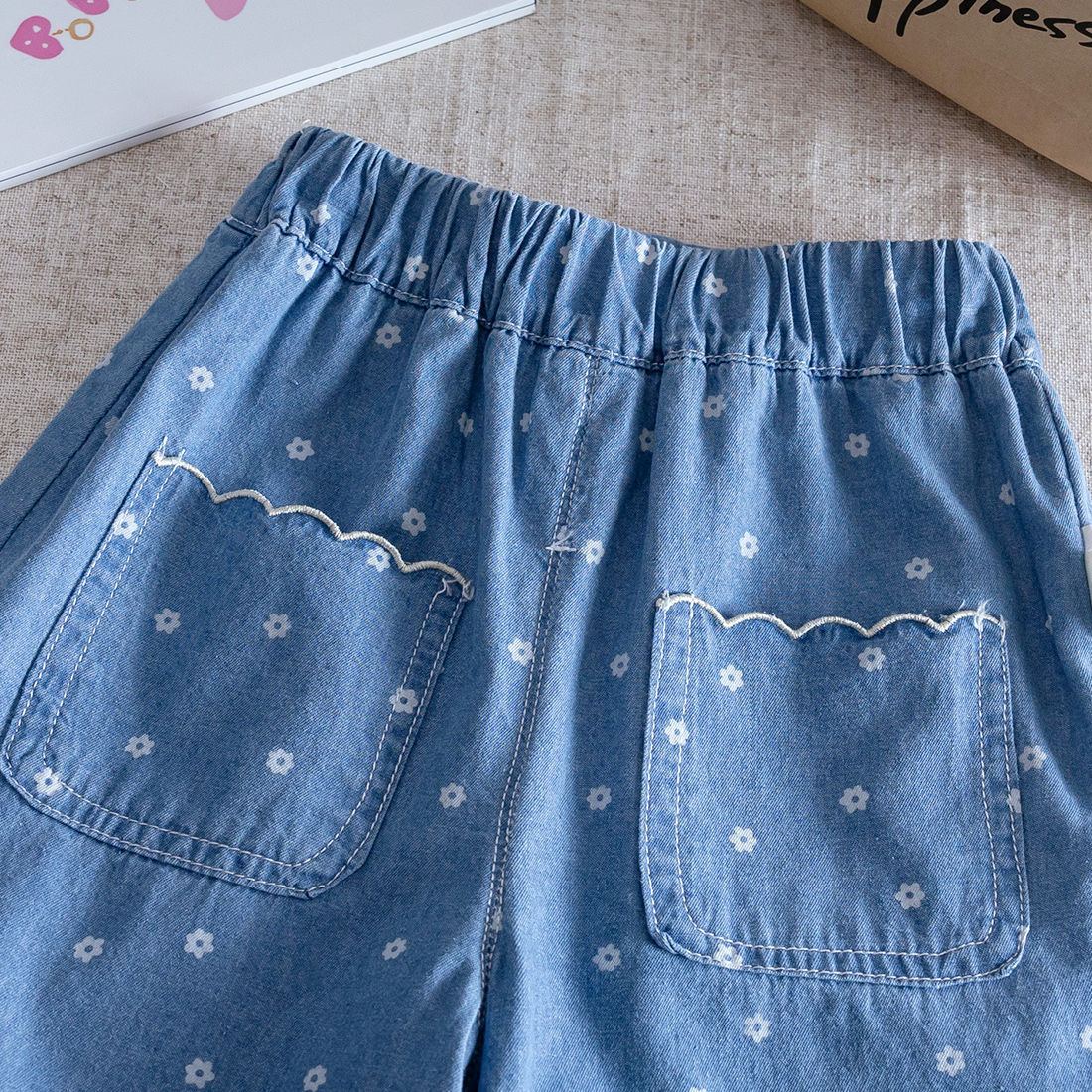 Toddler Girl Blue Floral Vest and Pants Set