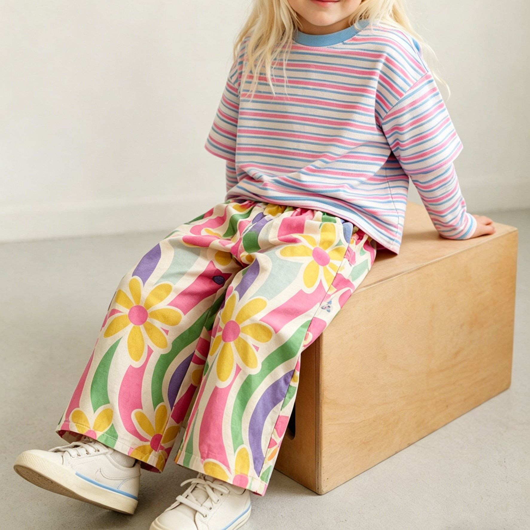 Baby & Kids Colorful Wave Flowers Pants