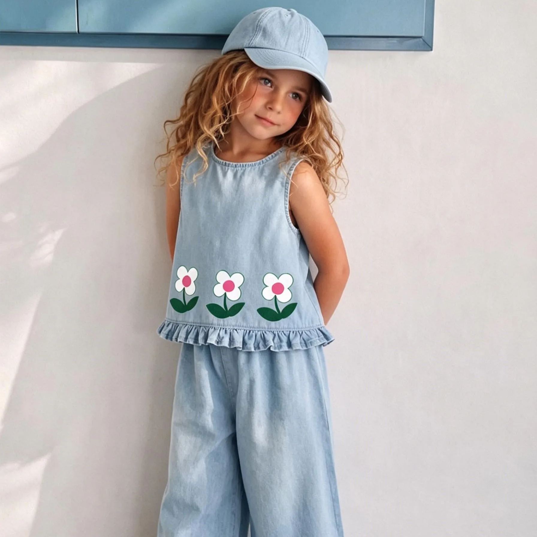 Baby & Kids Flower Denim 2 Piece Set
