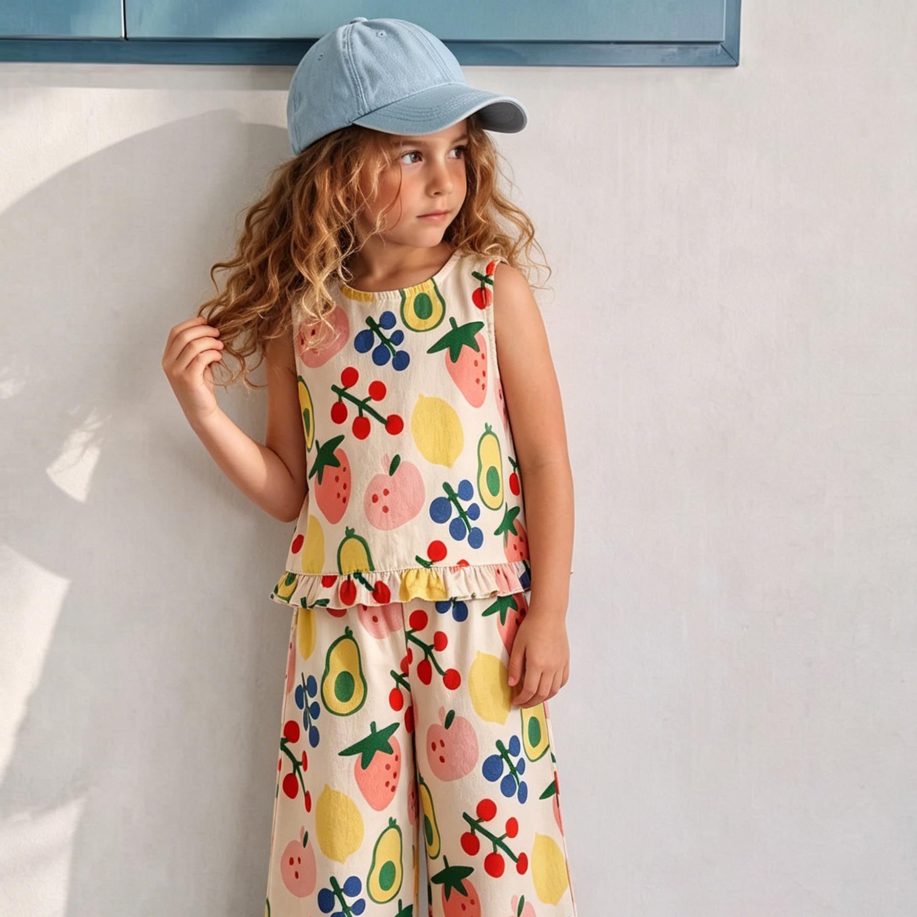 Baby & Kids Fruit Light Orange Denim 2 Piece Set