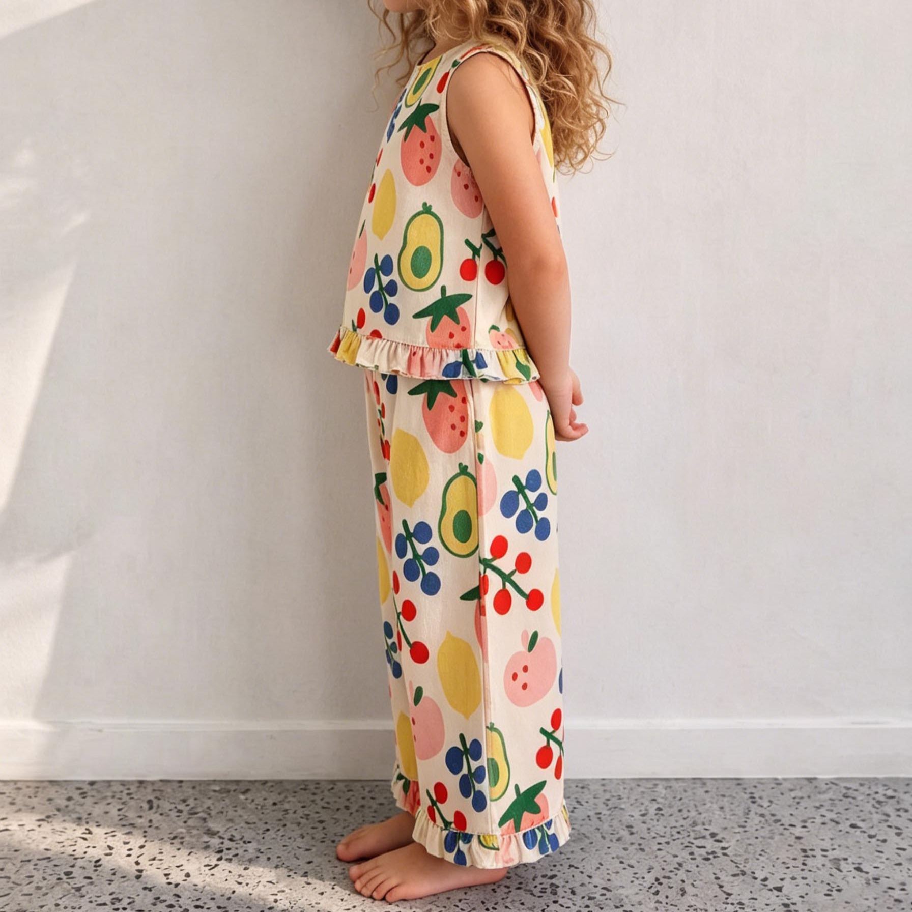 Baby & Kids Fruit Light Orange Denim 2 Piece Set