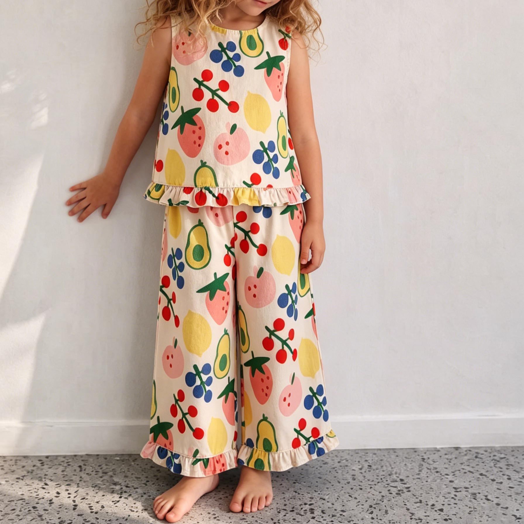 Baby & Kids Fruit Light Orange Denim 2 Piece Set