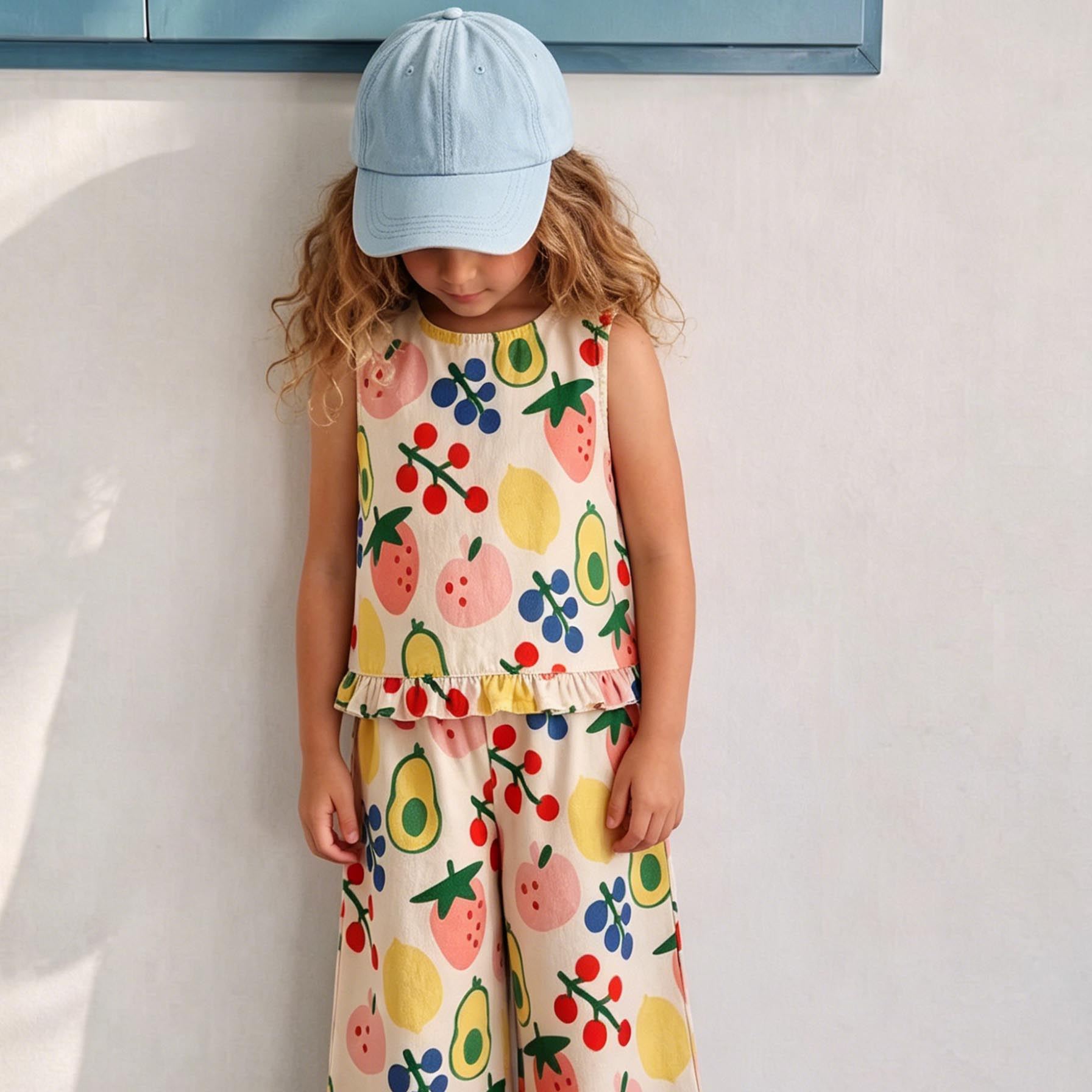 Baby & Kids Fruit Light Orange Denim 2 Piece Set