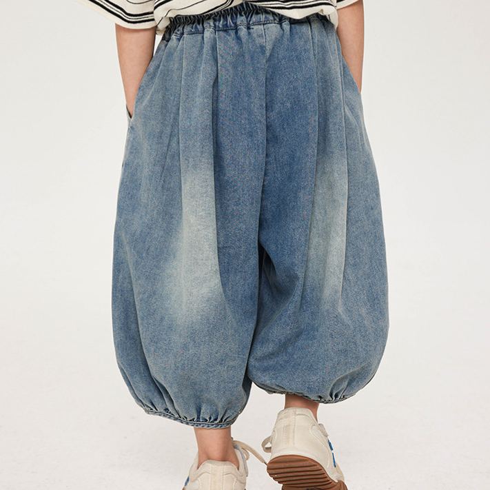 Kid Boys Denim Solid Blue Pants