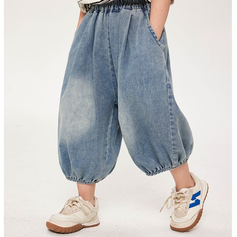 Kid Boys Denim Solid Blue Pants