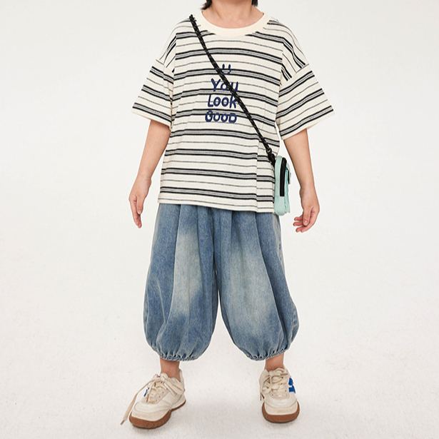 Kid Boys Denim Solid Blue Pants