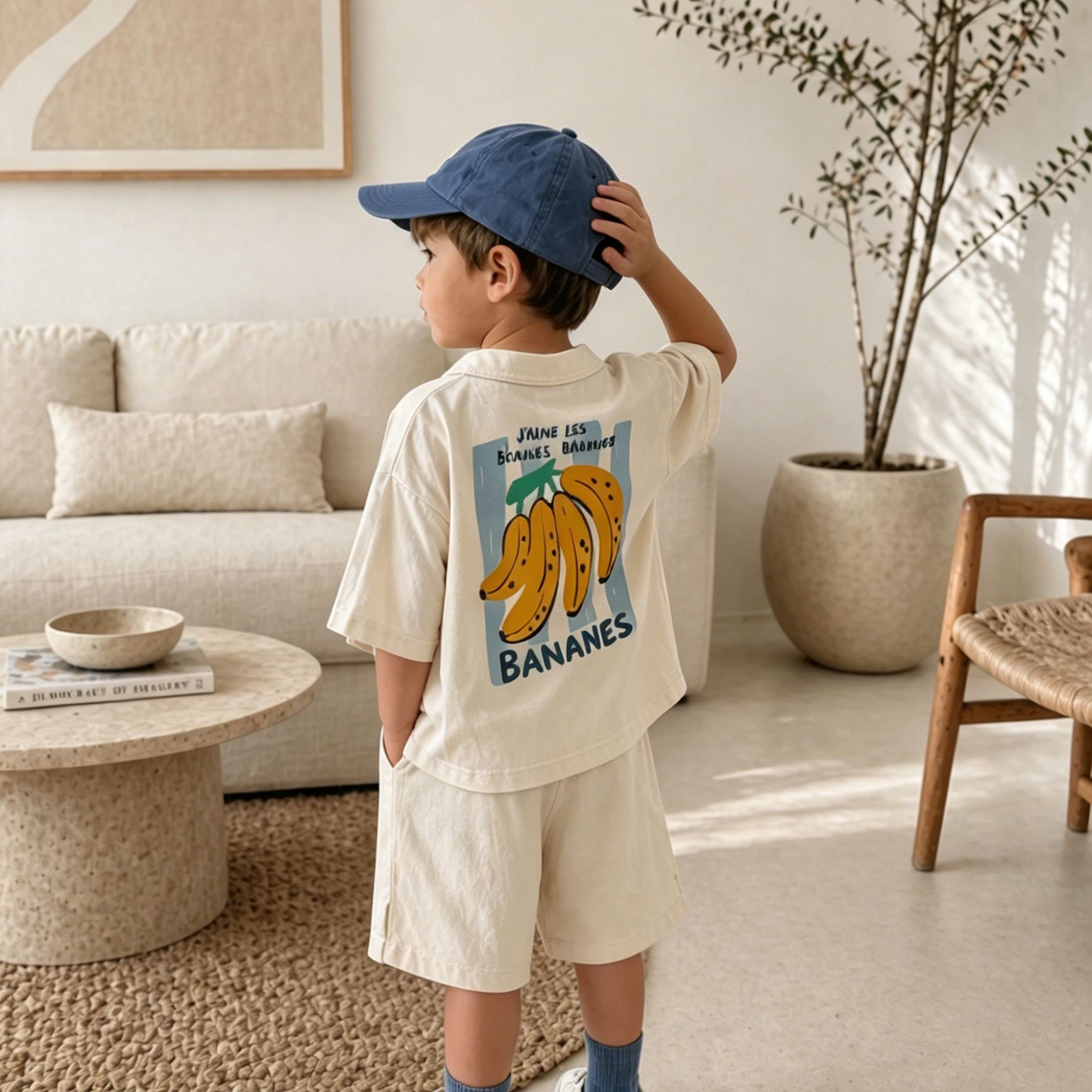 Baby & Kids Bananas Stripe Lapel Beach Sets