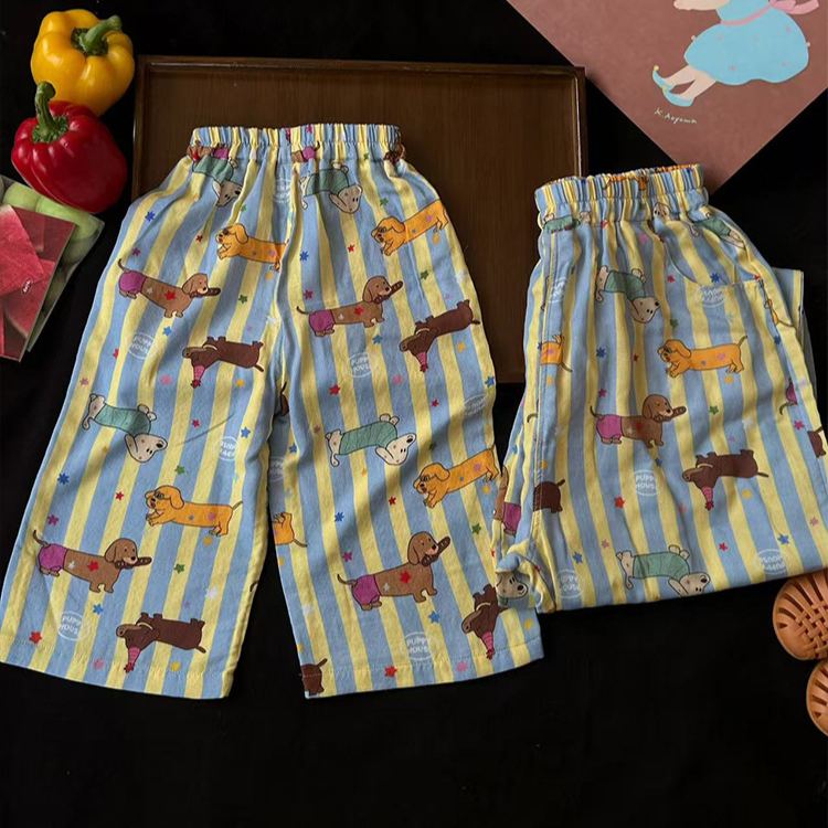 Toddler Dog Print Loose-Fit Pants