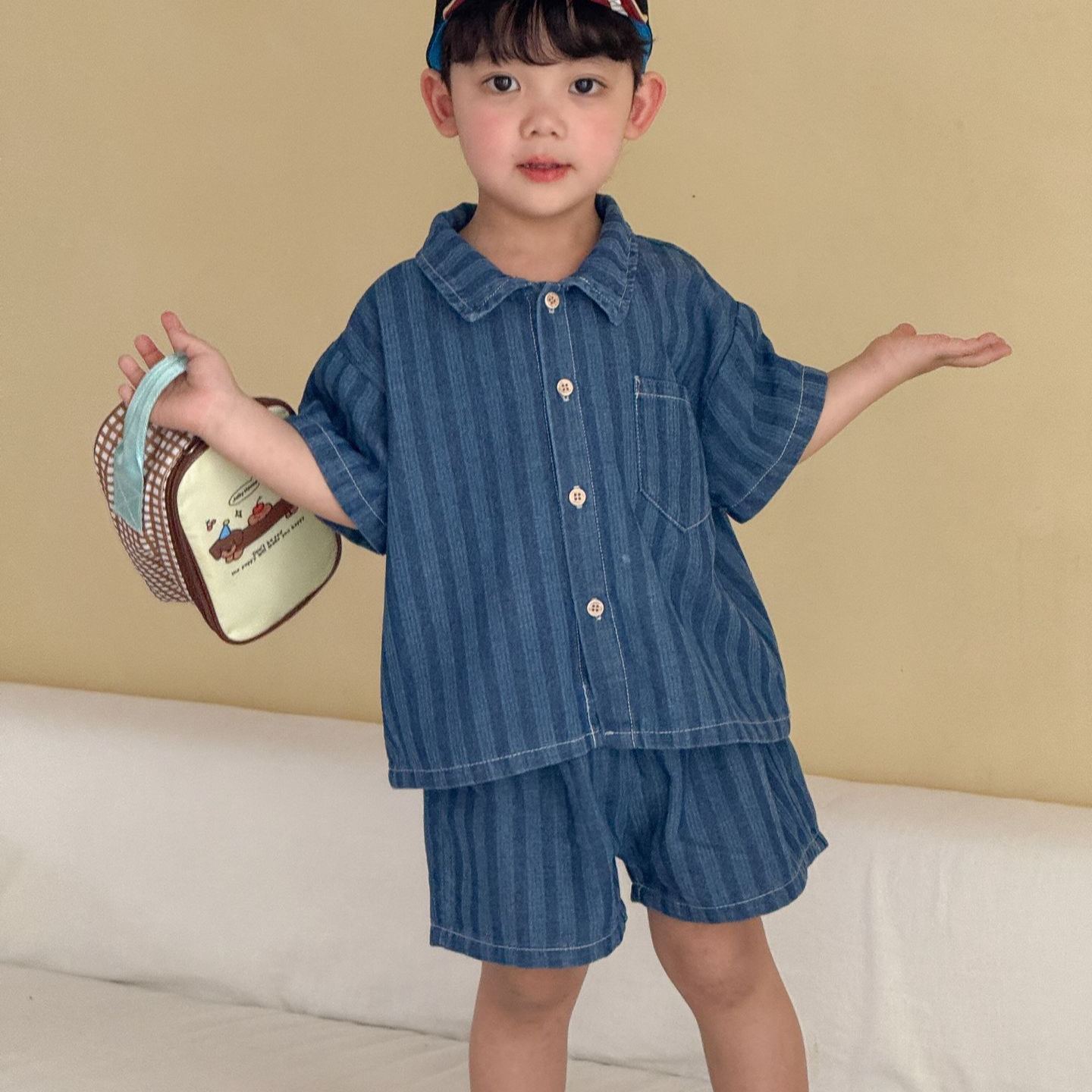 2-Piece Toddler Denim Striped Set & Dress