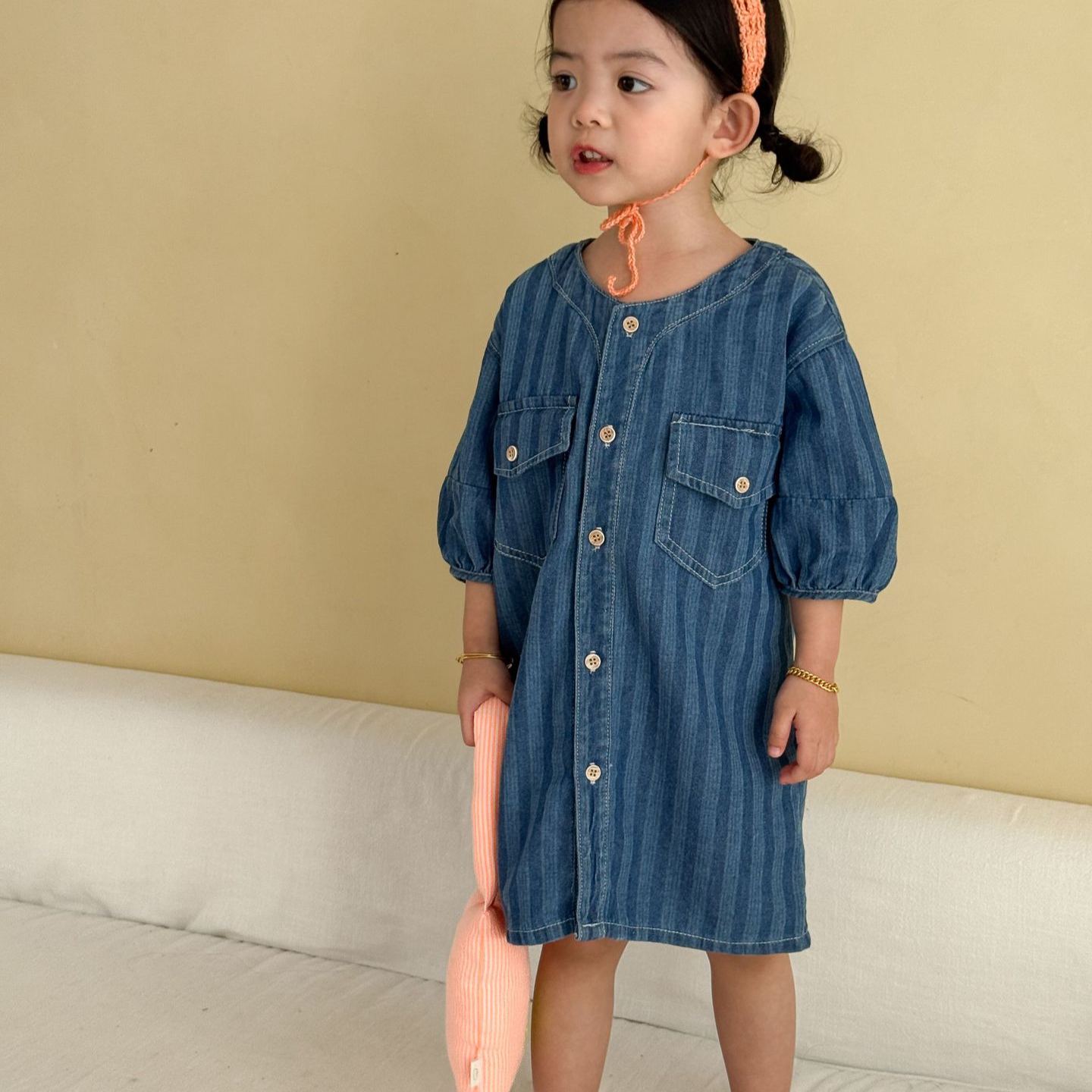 2-Piece Toddler Denim Striped Set & Dress