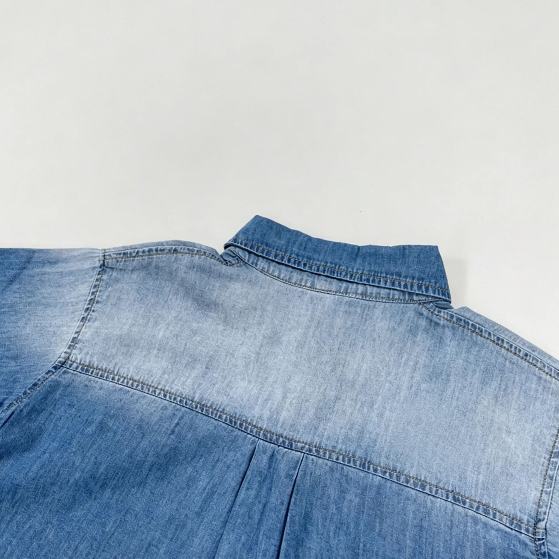 Baby Toddler Gradient-effect denim short-sleeved shirt