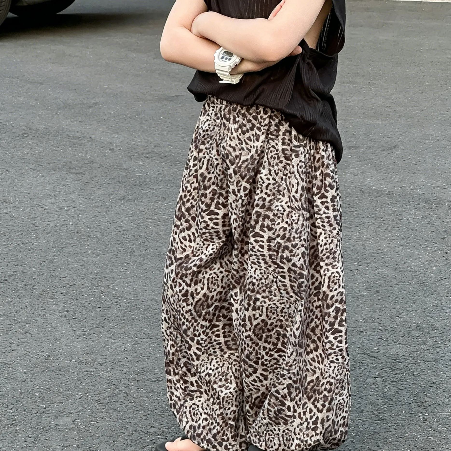 [Copy]Kid Girls Floral Heart Print Casual Pants