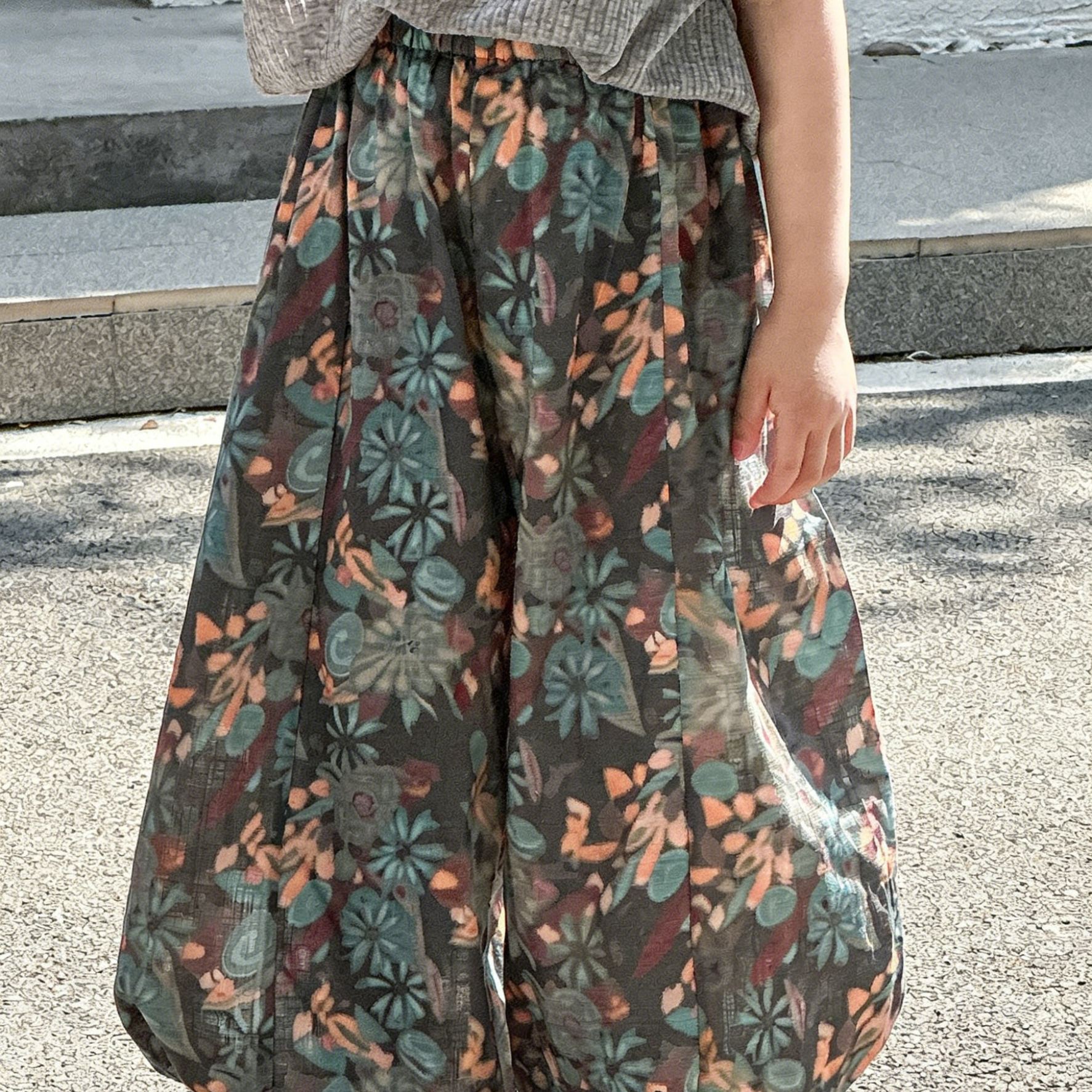 [Copy]Kid Girls Floral Heart Print Casual Pants