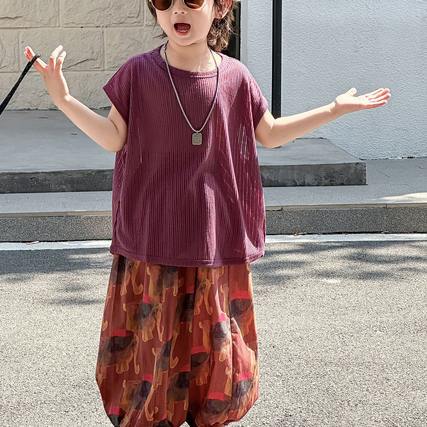 [Copy]Kid Girls Floral Heart Print Casual Pants