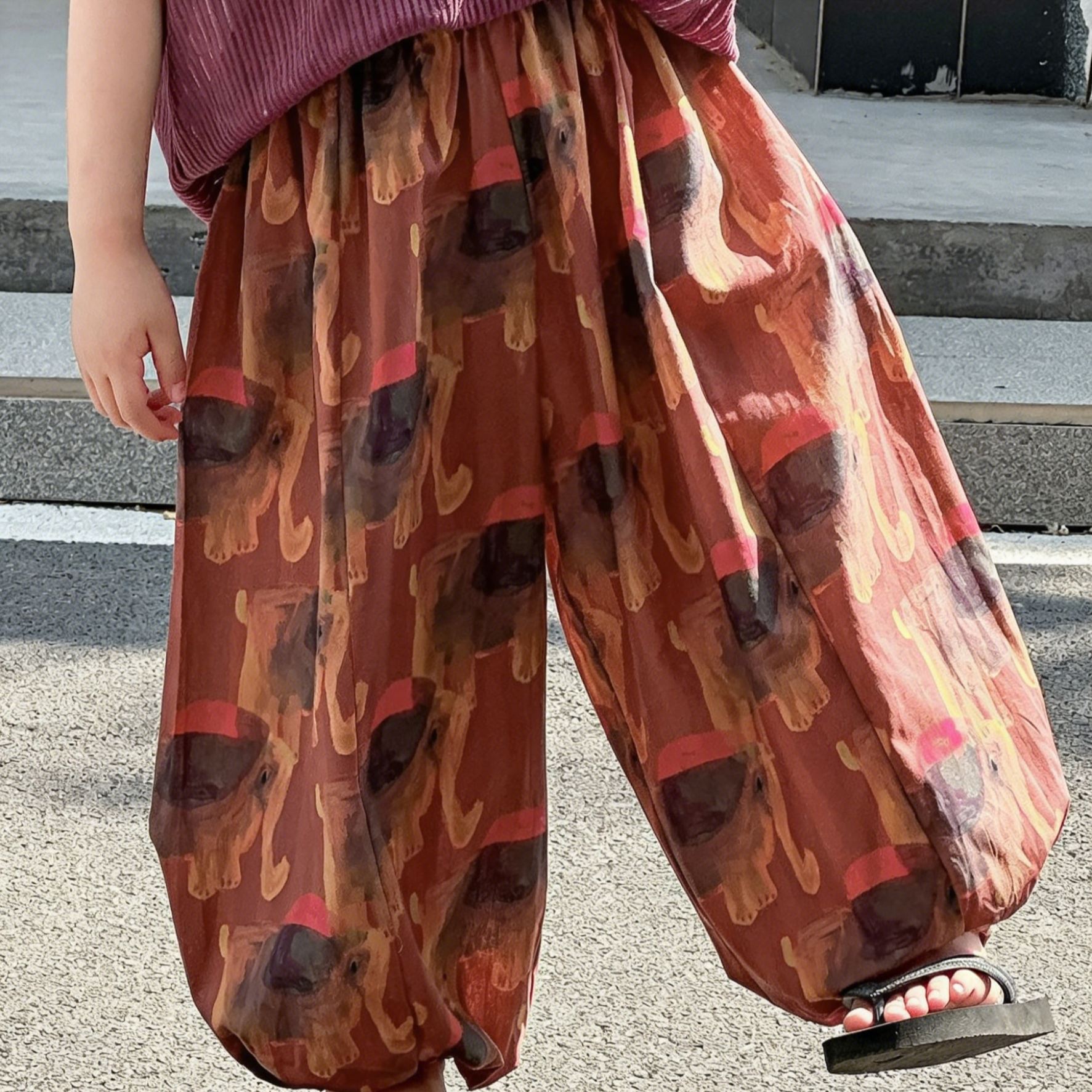 [Copy]Kid Girls Floral Heart Print Casual Pants