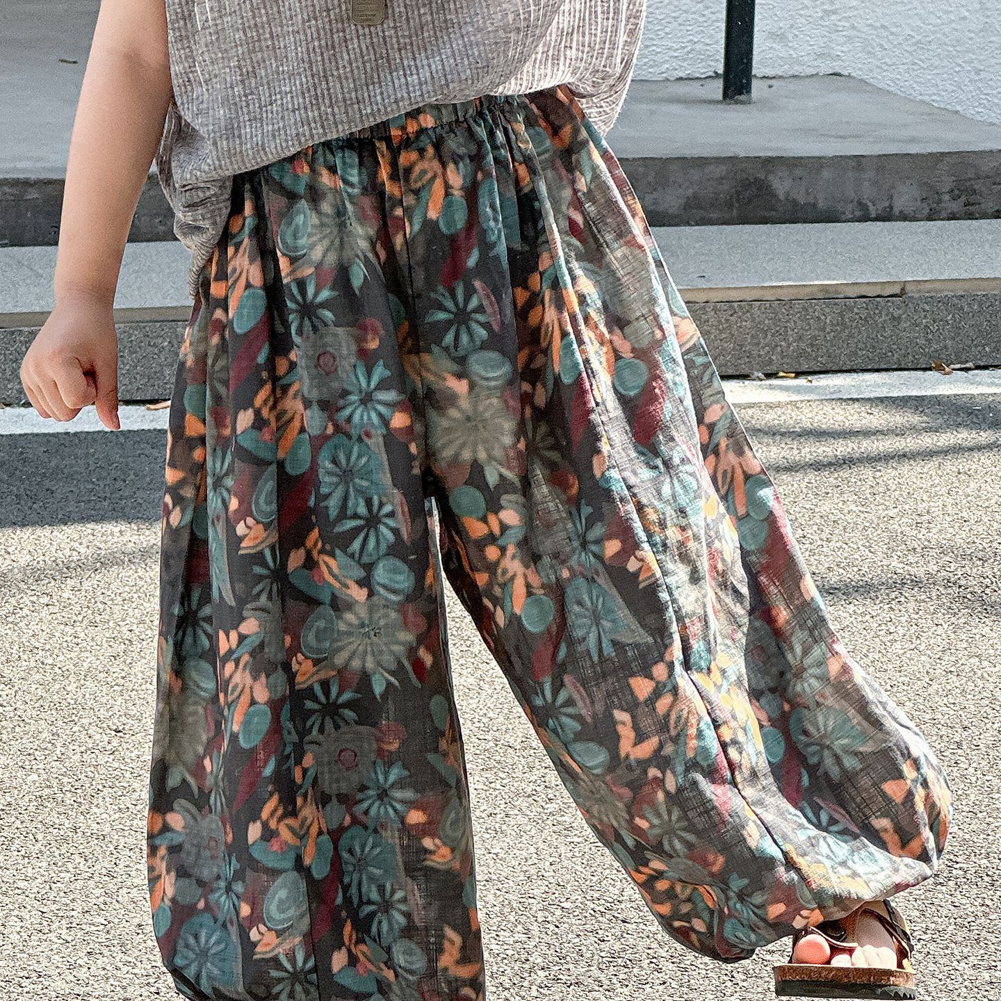 [Copy]Kid Girls Floral Heart Print Casual Pants