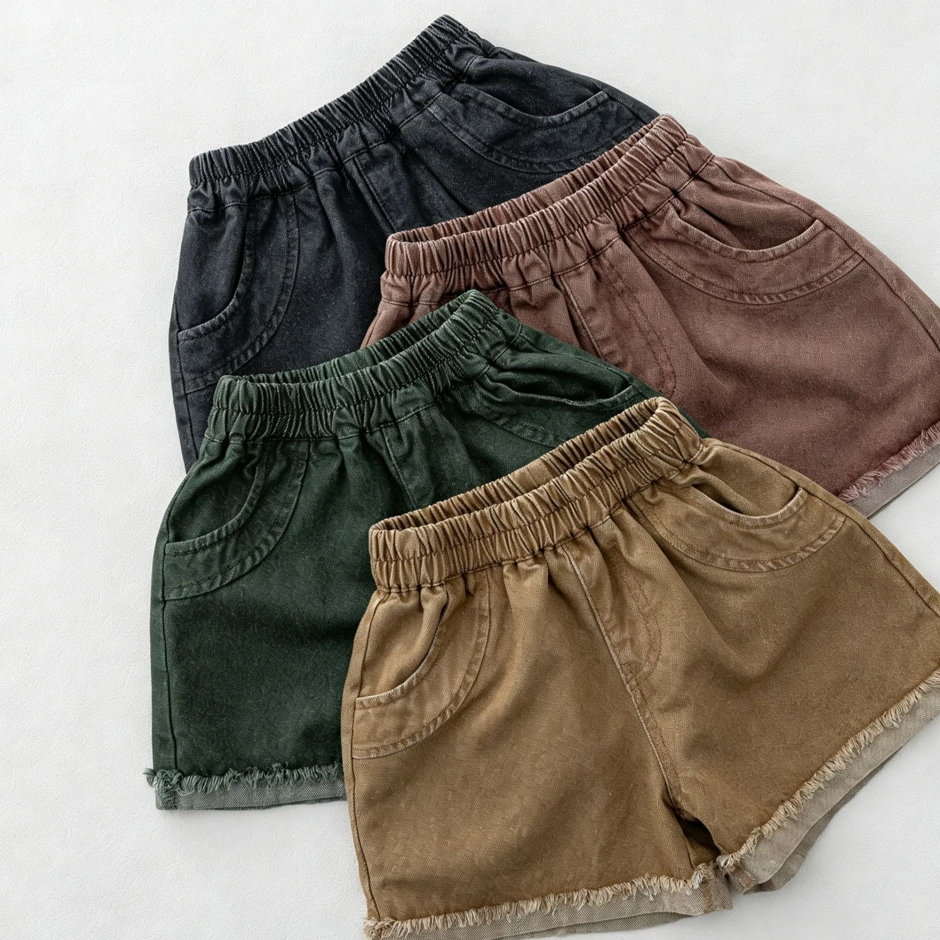 Kids Vintage-wash frayed-edge denim shorts