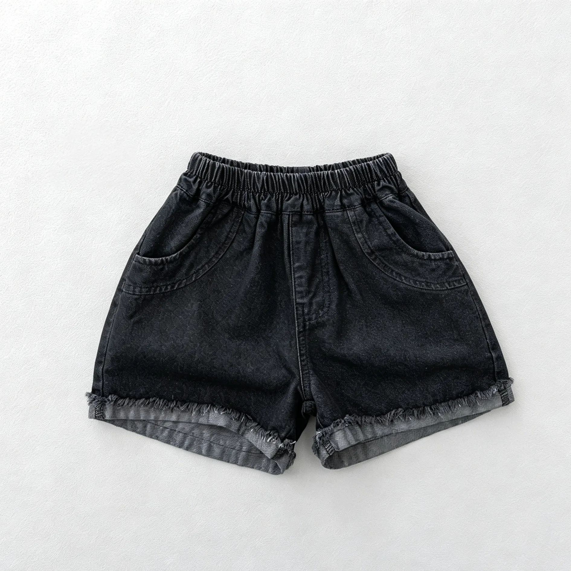 Kids Vintage-wash frayed-edge denim shorts