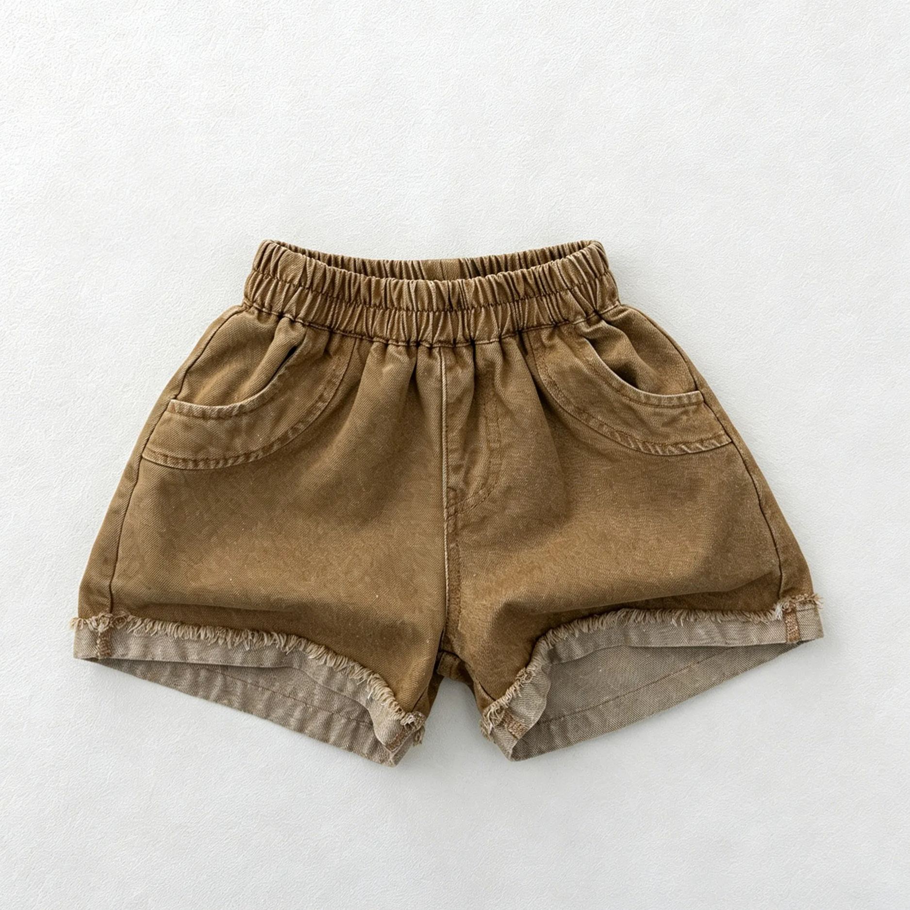 Kids Vintage-wash frayed-edge denim shorts