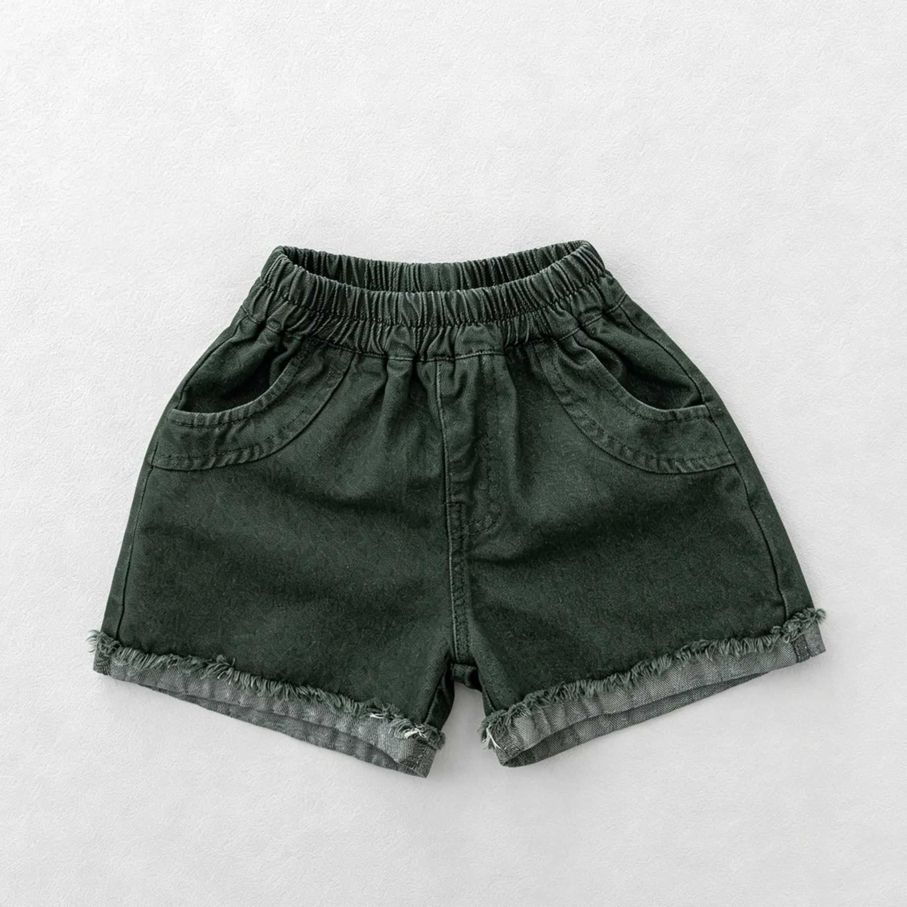 Kids Vintage-wash frayed-edge denim shorts