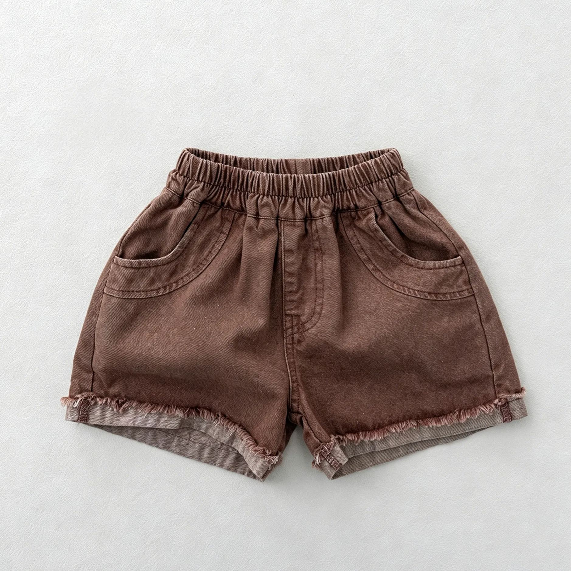 Kids Vintage-wash frayed-edge denim shorts