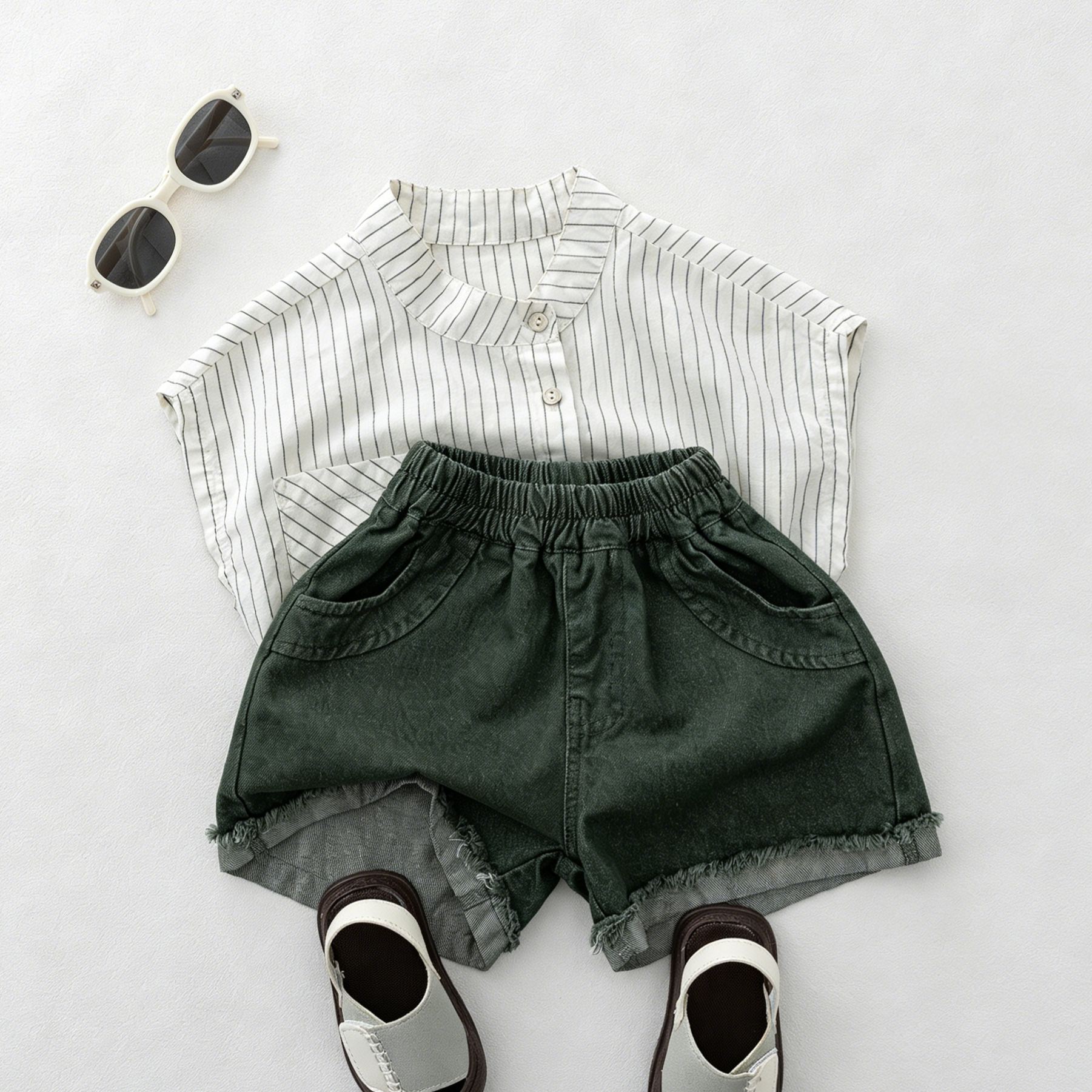 Kids Vintage-wash frayed-edge denim shorts