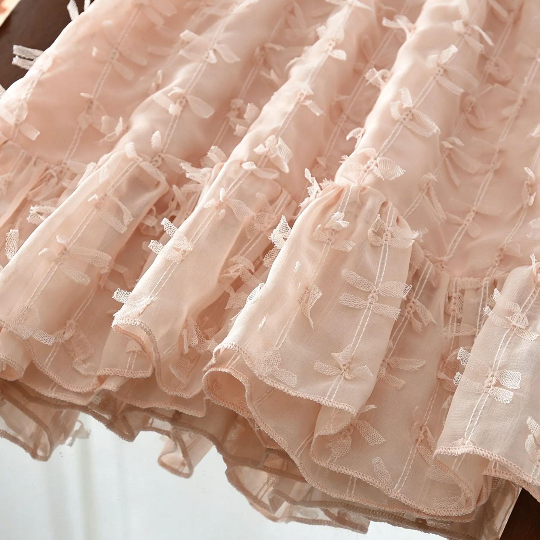 Kids Girls Sweet pink bow sleeveless tulle dress