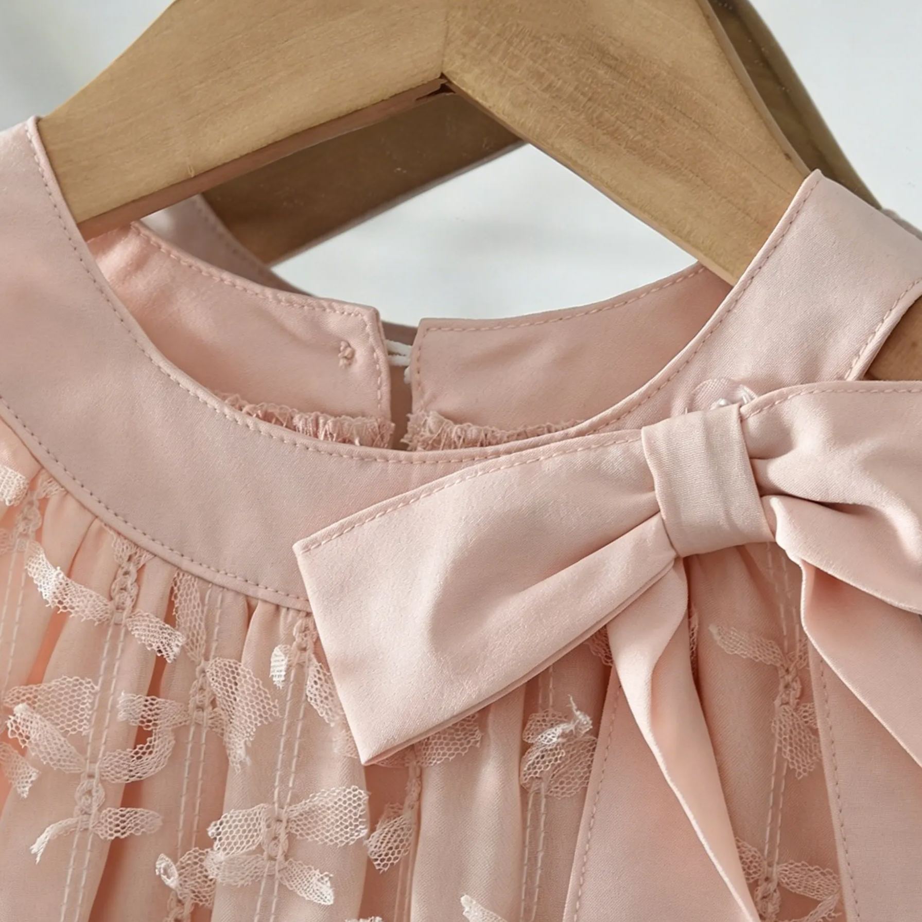 Kids Girls Sweet pink bow sleeveless tulle dress