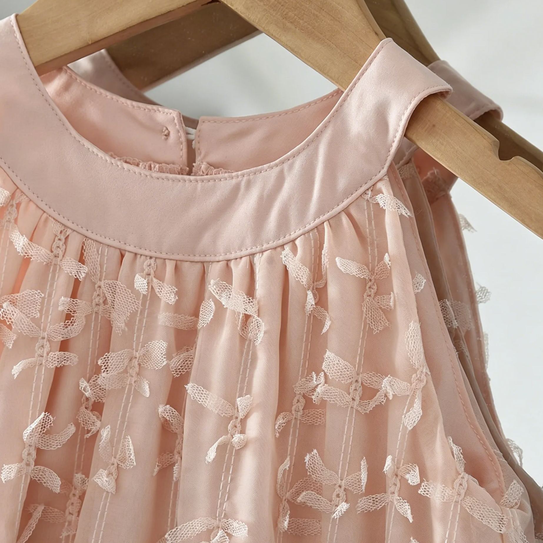 Kids Girls Sweet pink bow sleeveless tulle dress