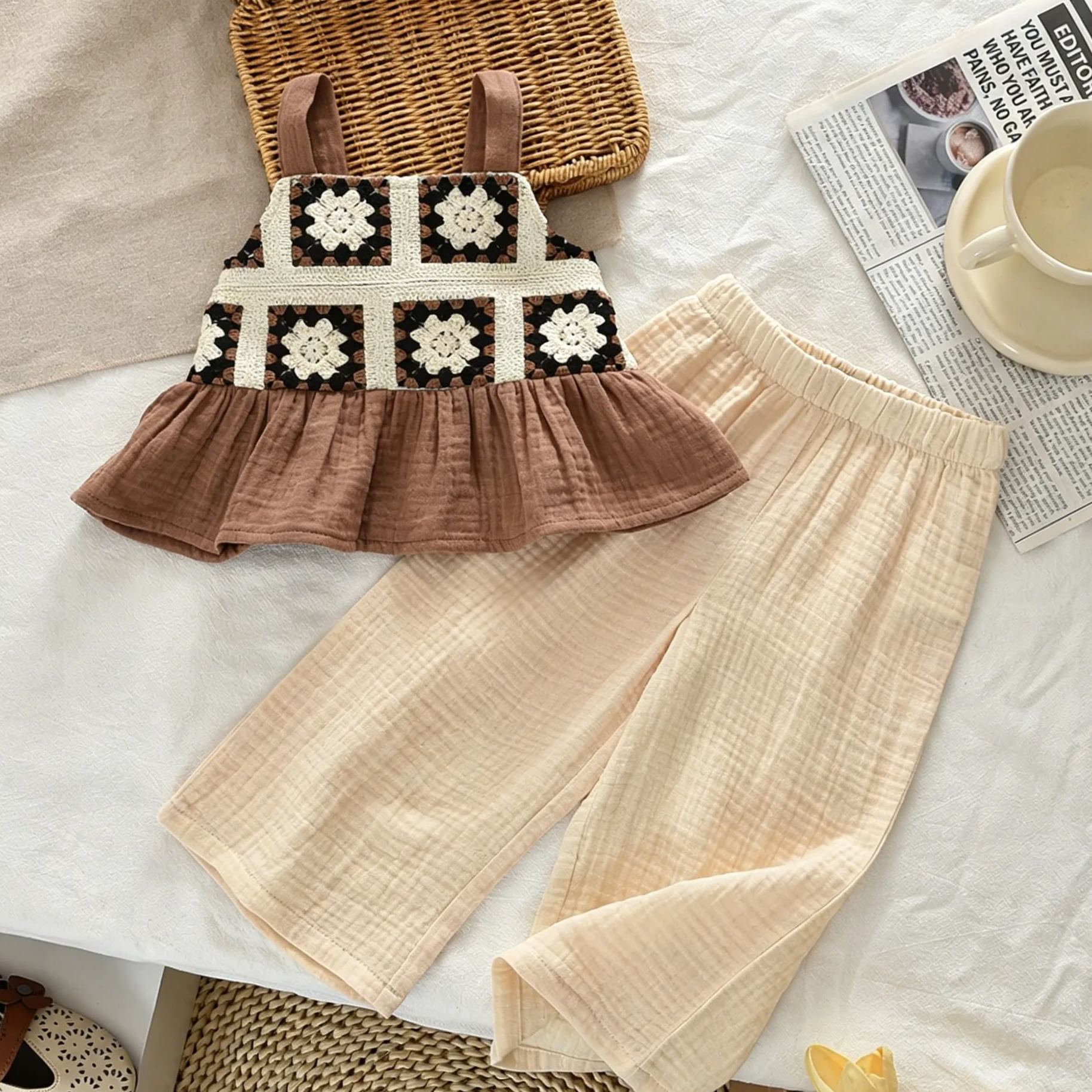 Baby Girl Retro Crochet Patchwork Set