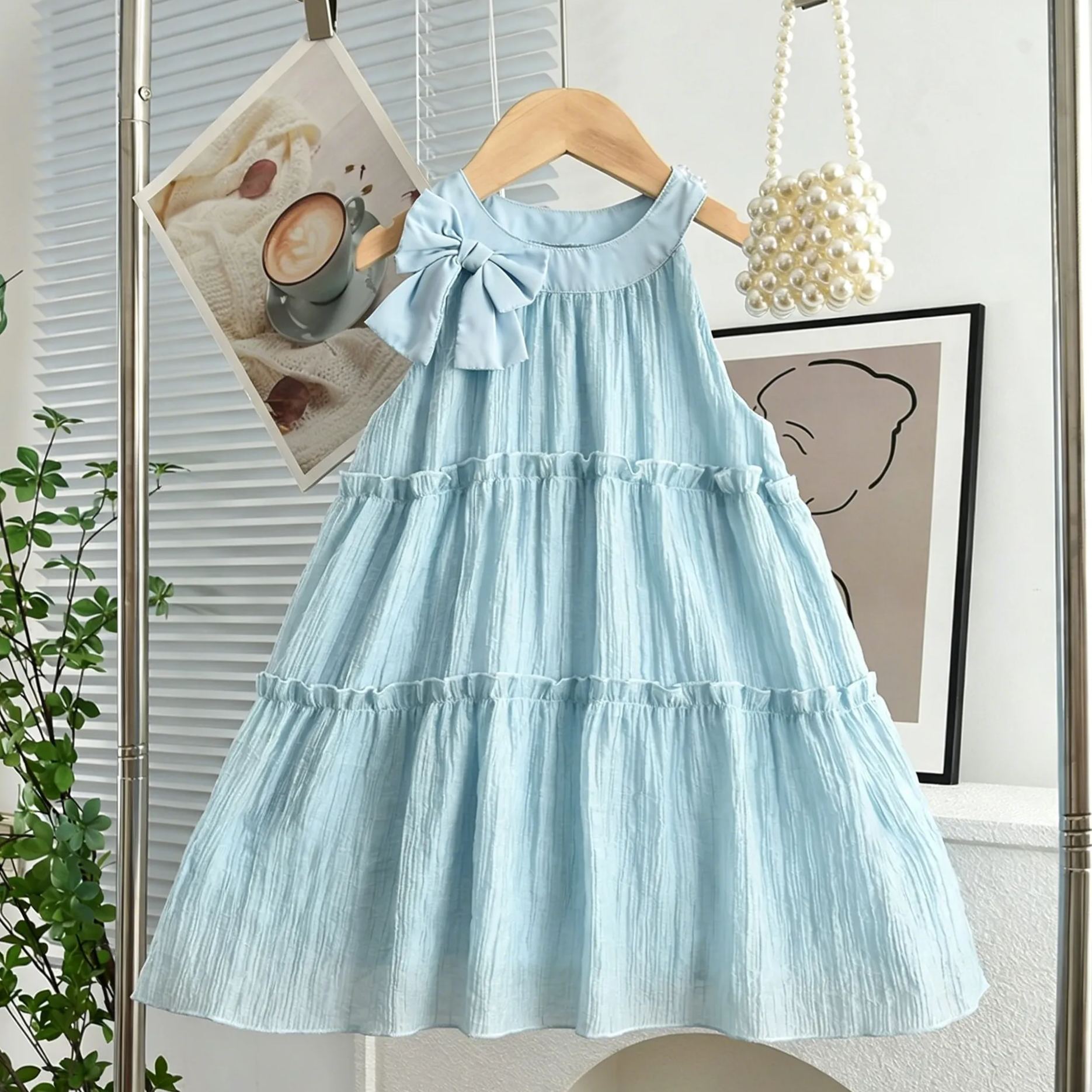 [Copy]Kid Girls Sweet Pink Bow Sleeveless Tulle Dress