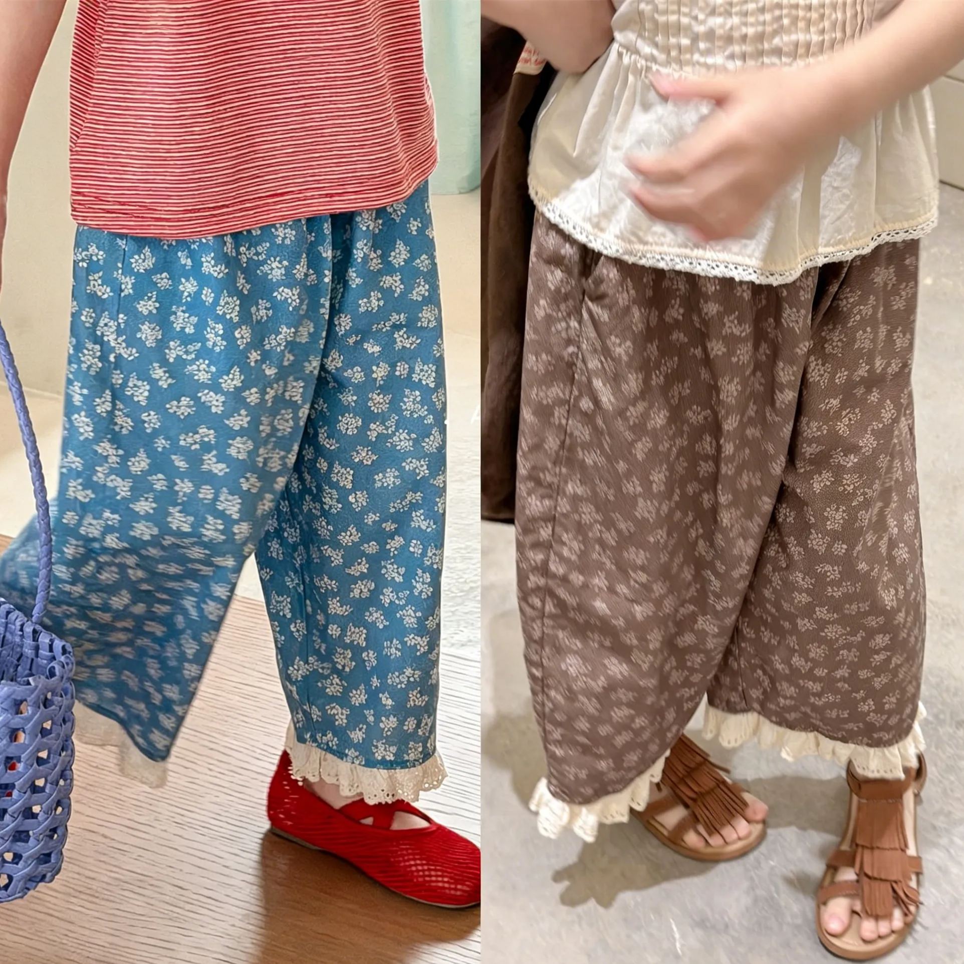 Retro Floral Cotton Casual Pants