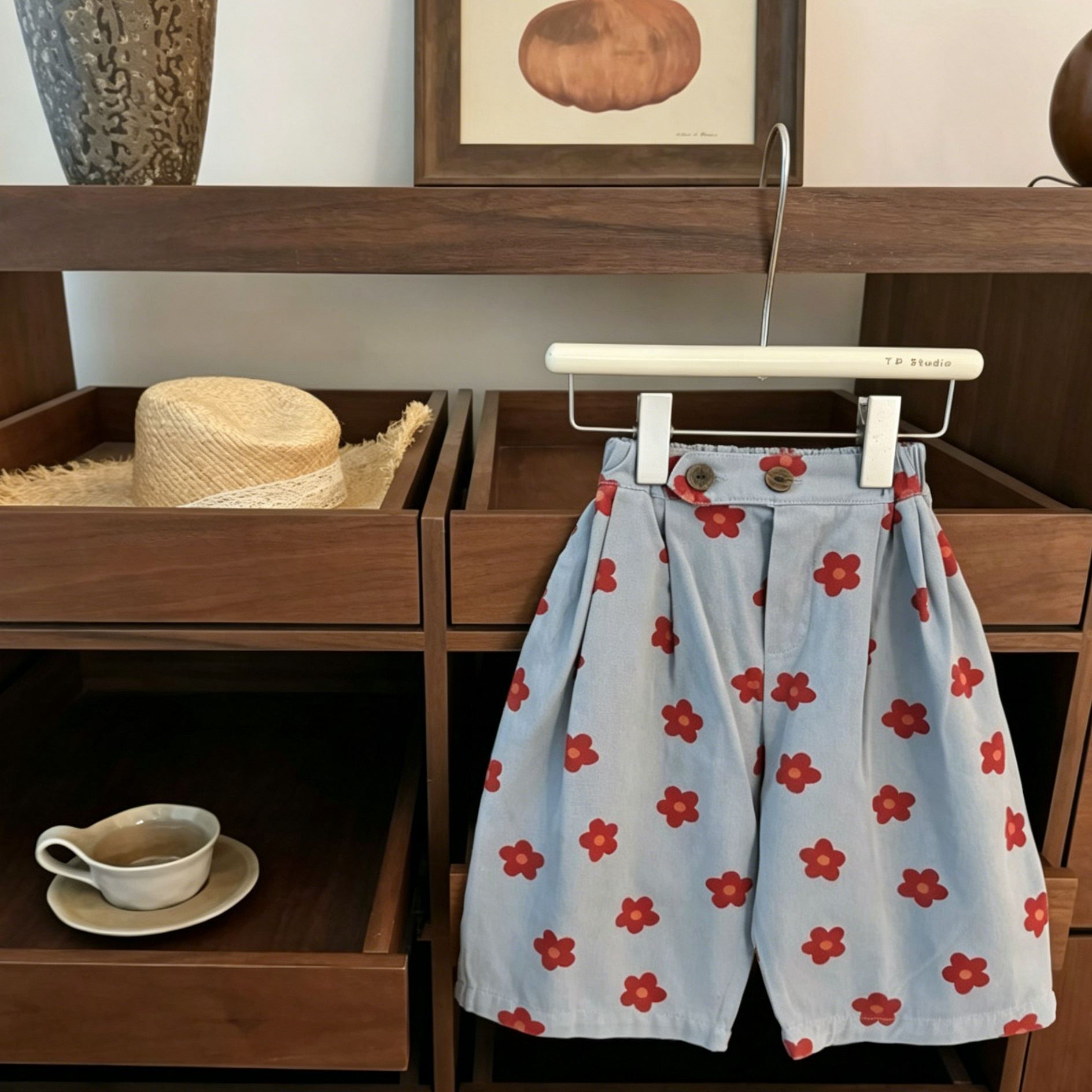 Kids Little Red Floral-Print Pants