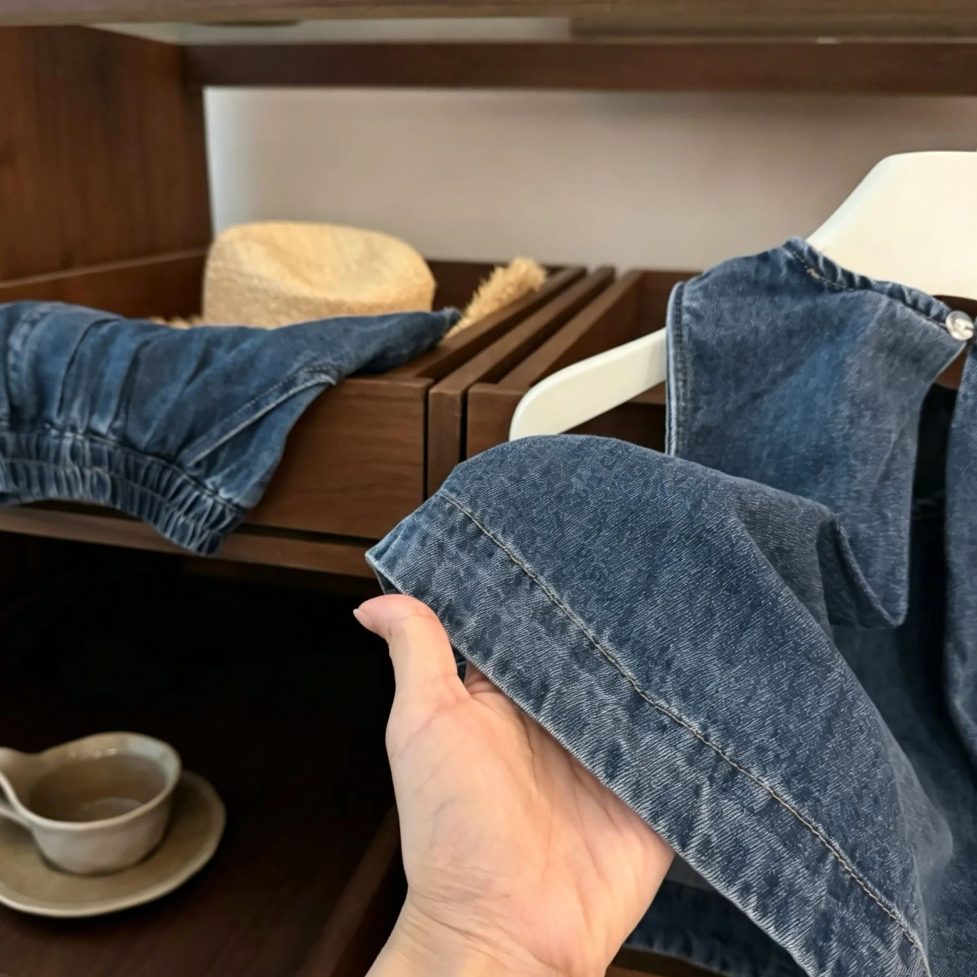 Baby& Kid Loose Vest Denim Top and Pants Set