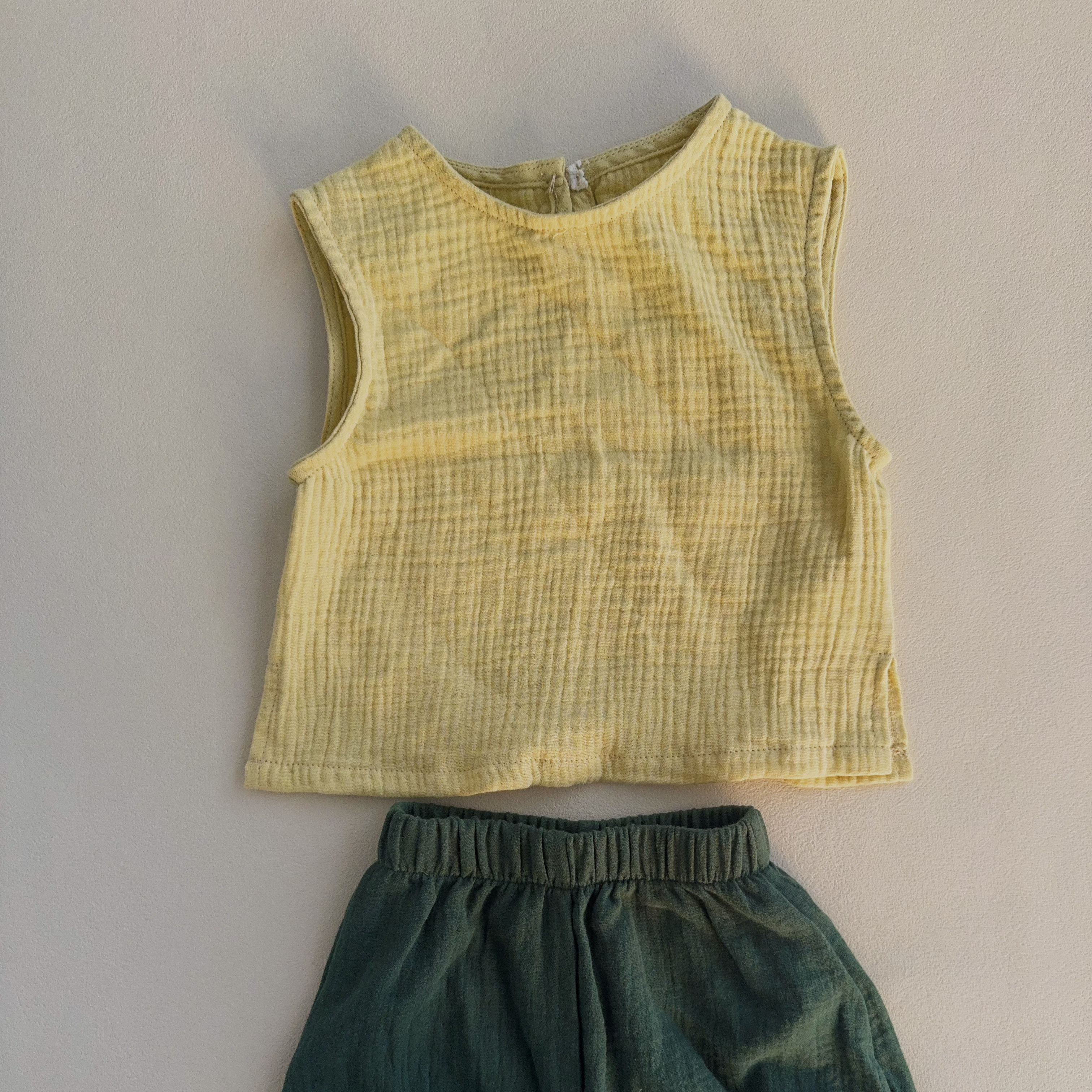 Baby Toddler Solid Color Vest and Shorts Set