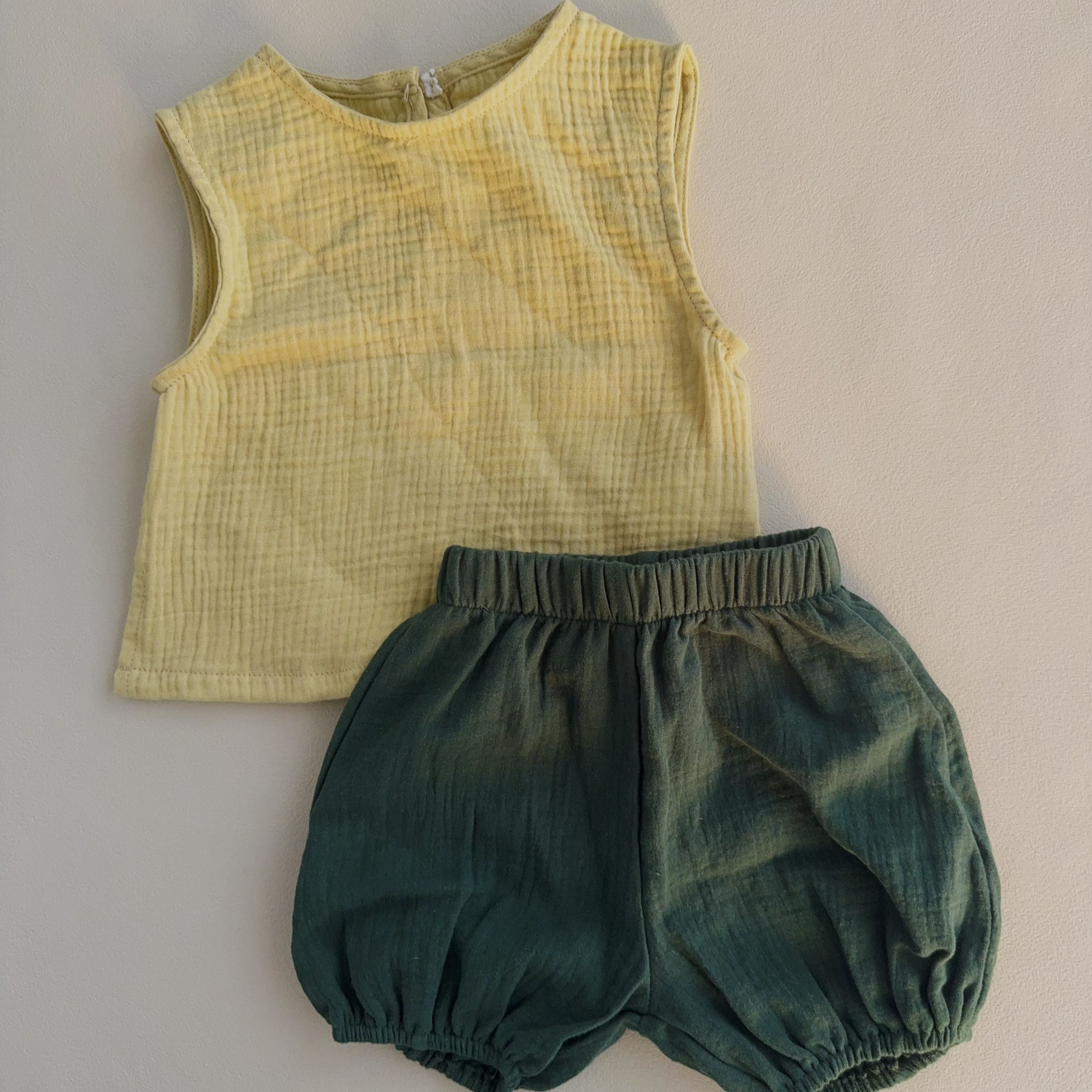 Baby Toddler Solid Color Vest and Shorts Set