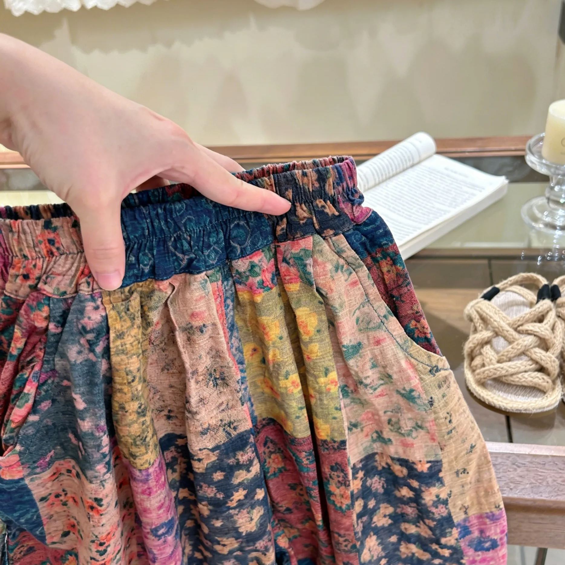 Kids Patchwork Floral Harem Pants