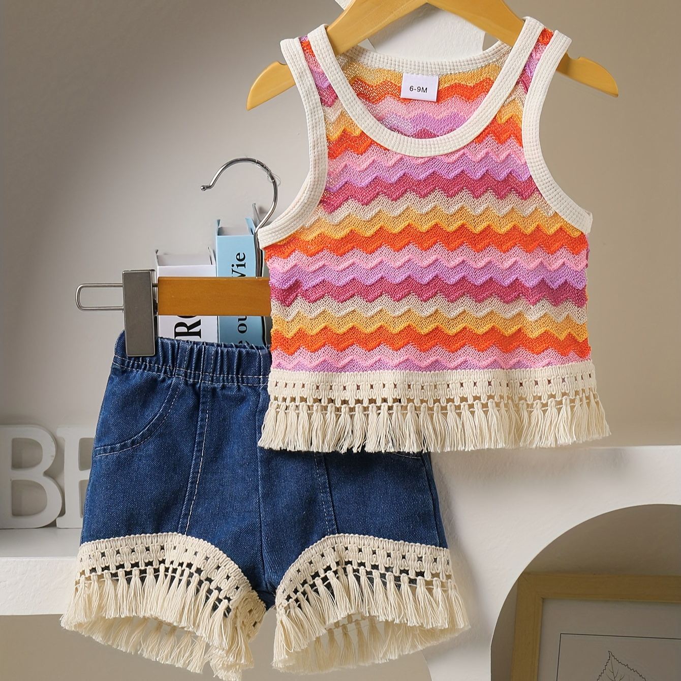 Baby Toddler Su Stripes Vest Top and Denim Shorts Set