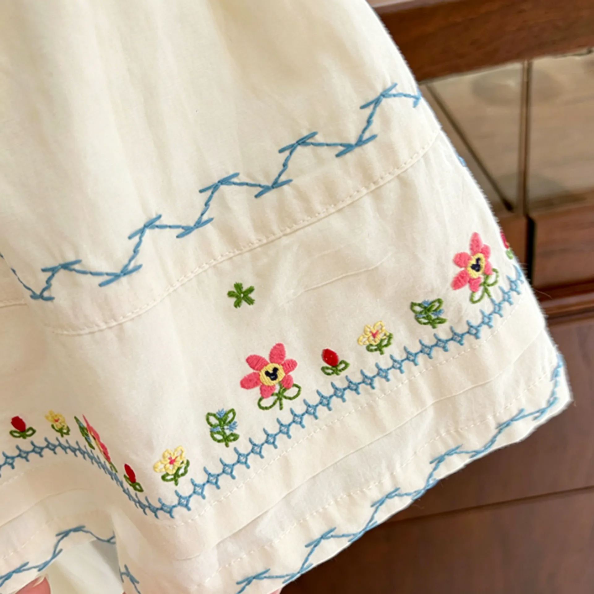 Kids Knitted Floral Vest and Embroidered Skirt