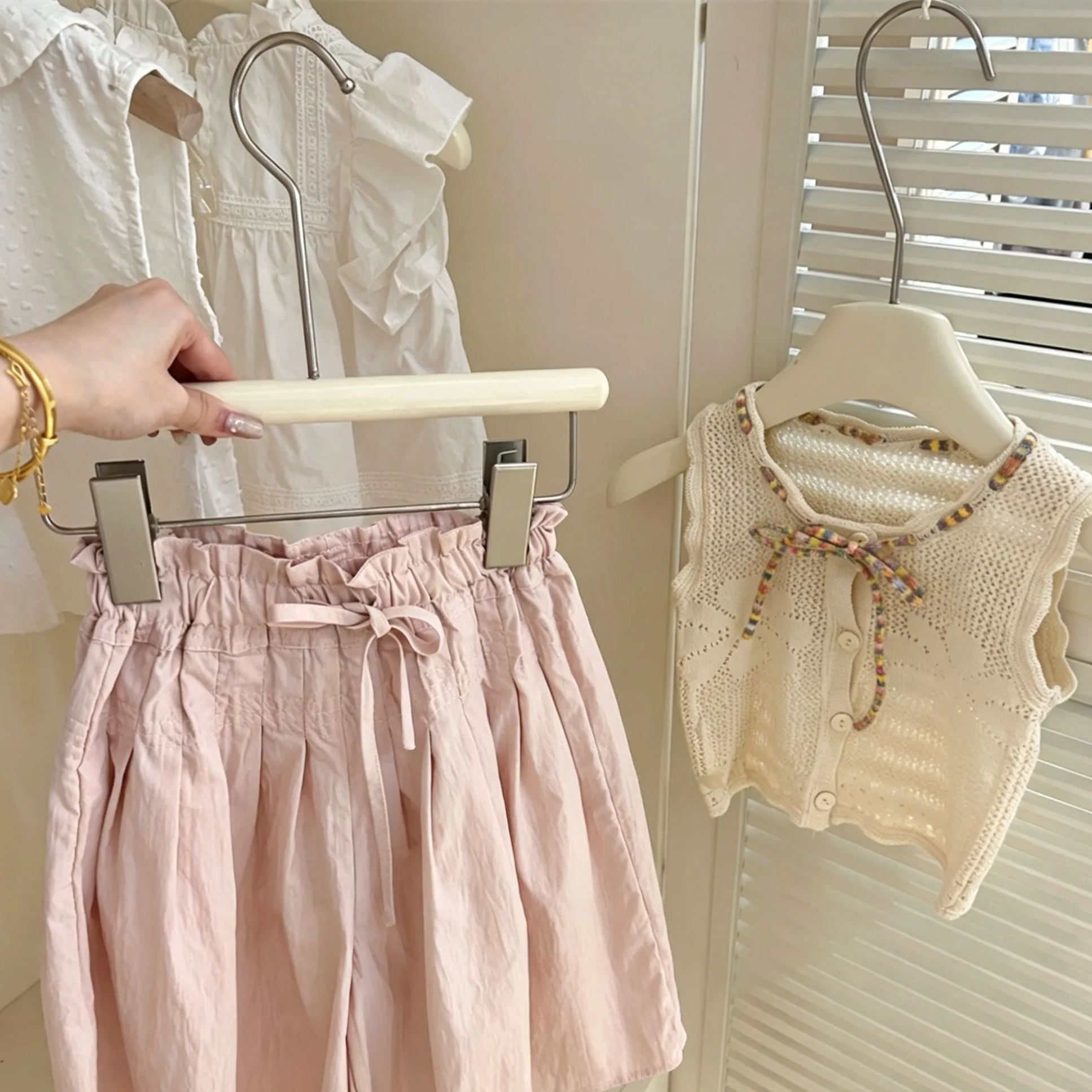 Kids Open-Knit Vest Top and Wide-Leg Pants Set