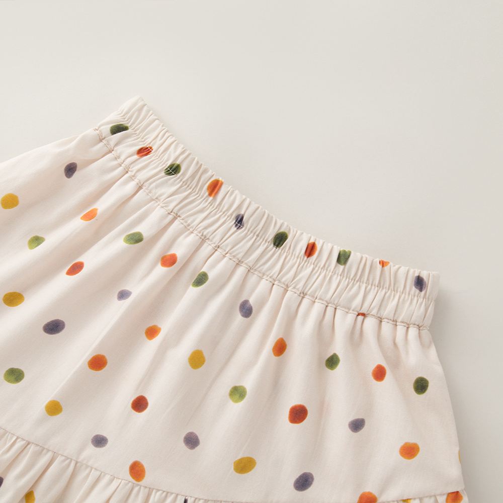 Kids Colored Dots Lace Vest Top and Skirt Set