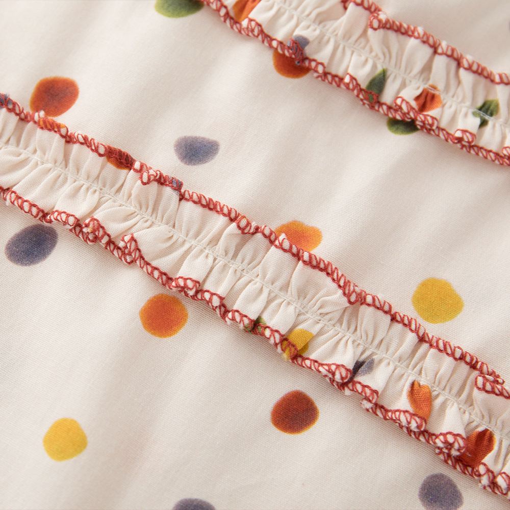 Kids Colored Dots Lace Vest Top and Skirt Set