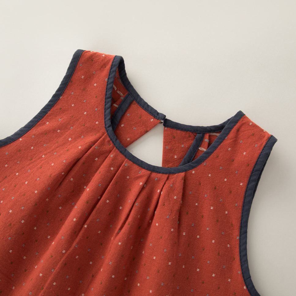 Kids Dots Folds Red Vest Top and Skirt Set