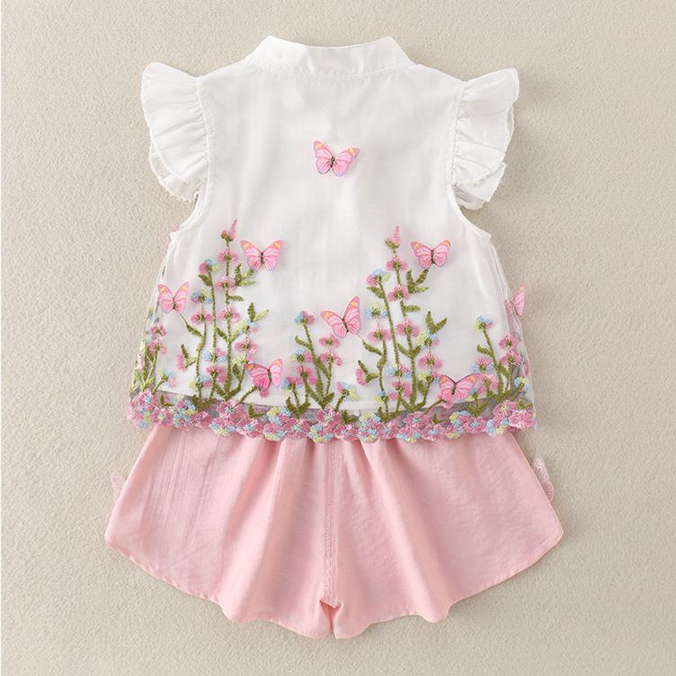 Baby Toddler New Chinese Style Butterfly Flower Top and Pants Set