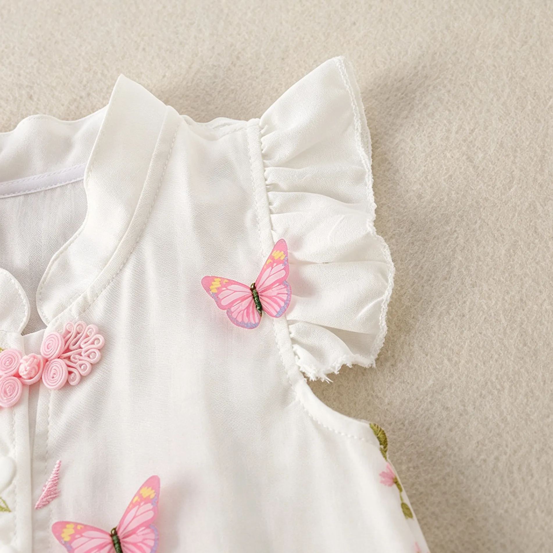 Baby Toddler New Chinese Style Butterfly Flower Top and Pants Set