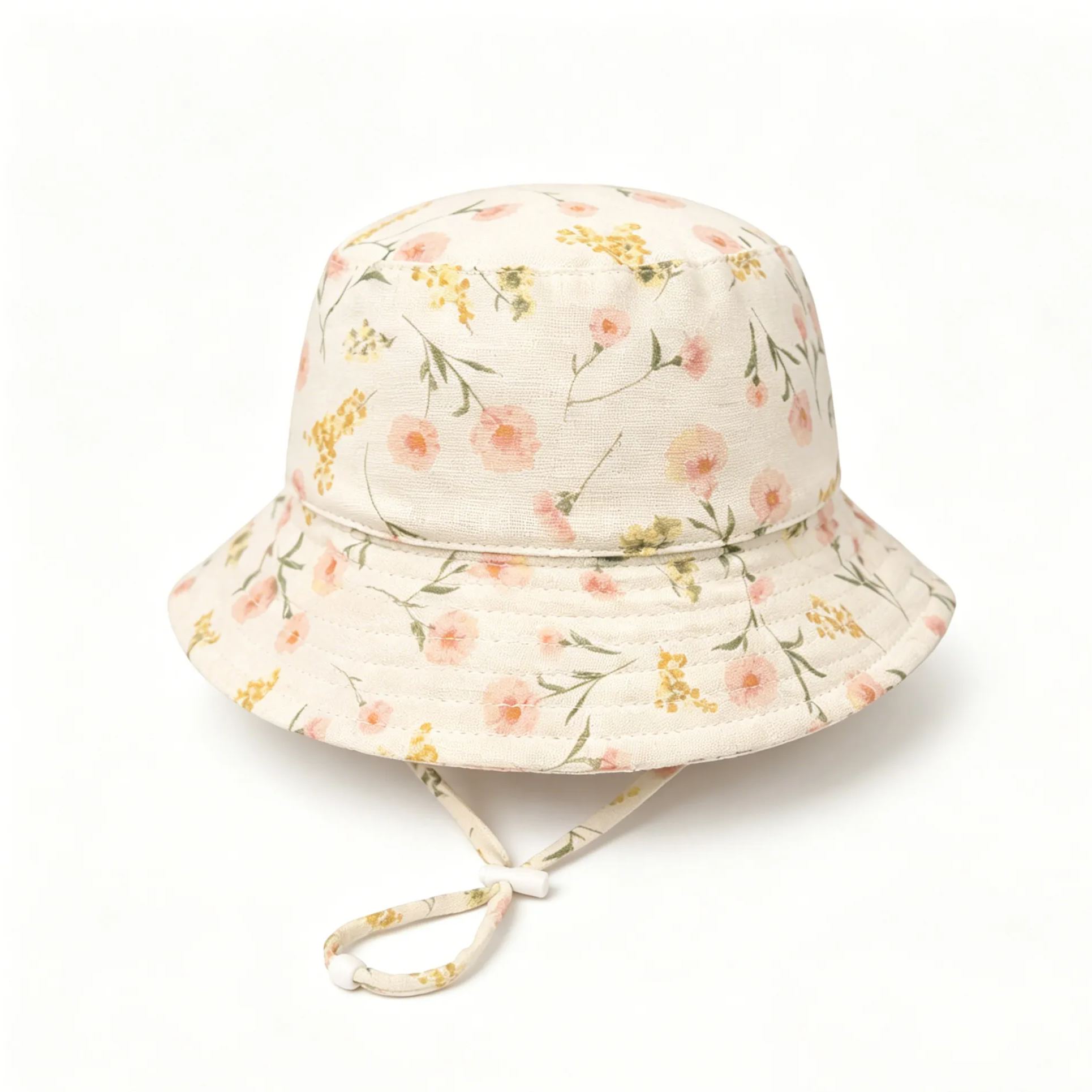 Baby Toddler Small Orange Floral Pattern Bucket Hat