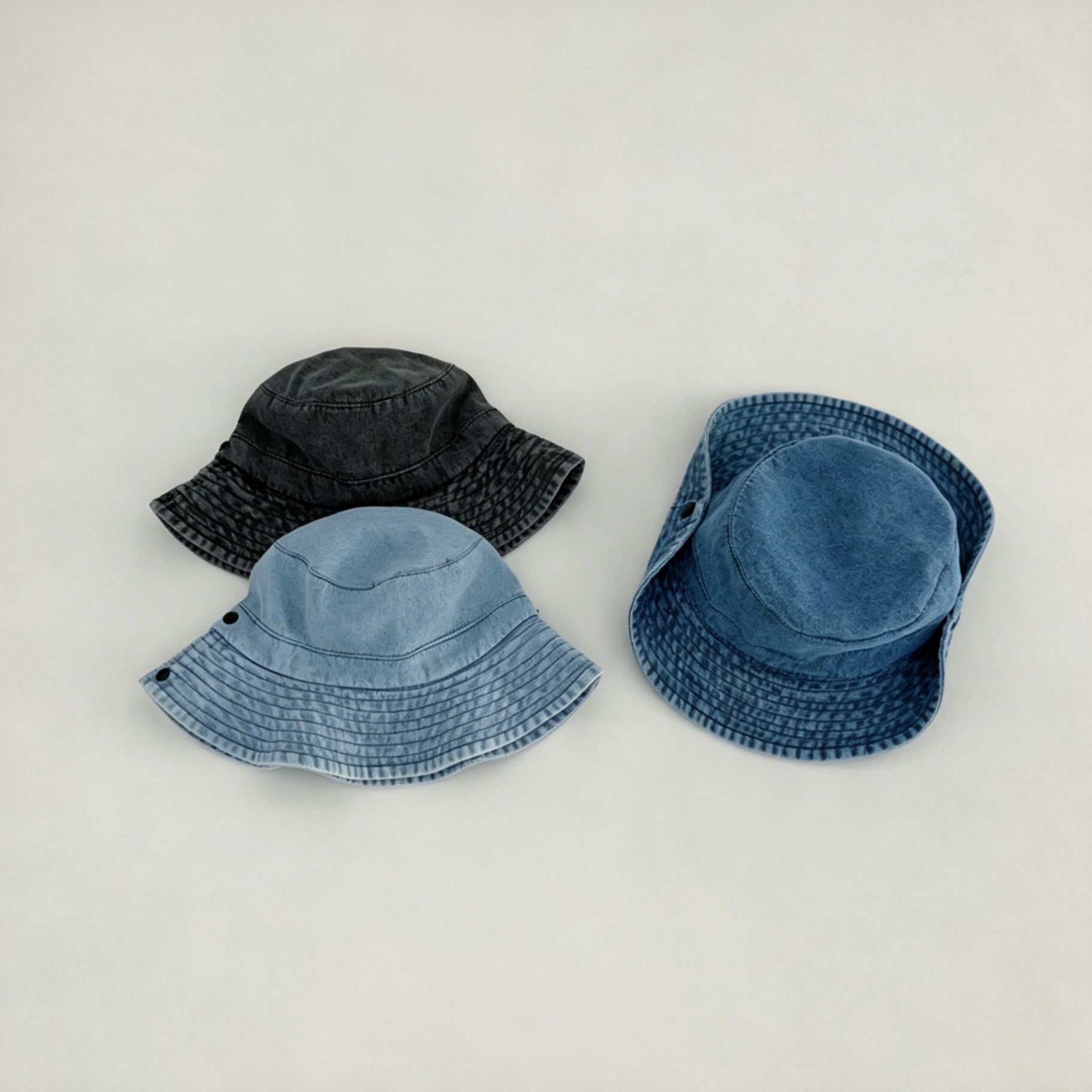 Baby Toddler Turn-up Solid Color Denim Bucket Hat